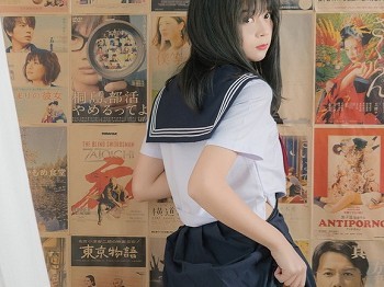 Vol.396_清纯学妹私人性感JK工作服半撩黑色短裙秀白皙美腿迷人写真20P