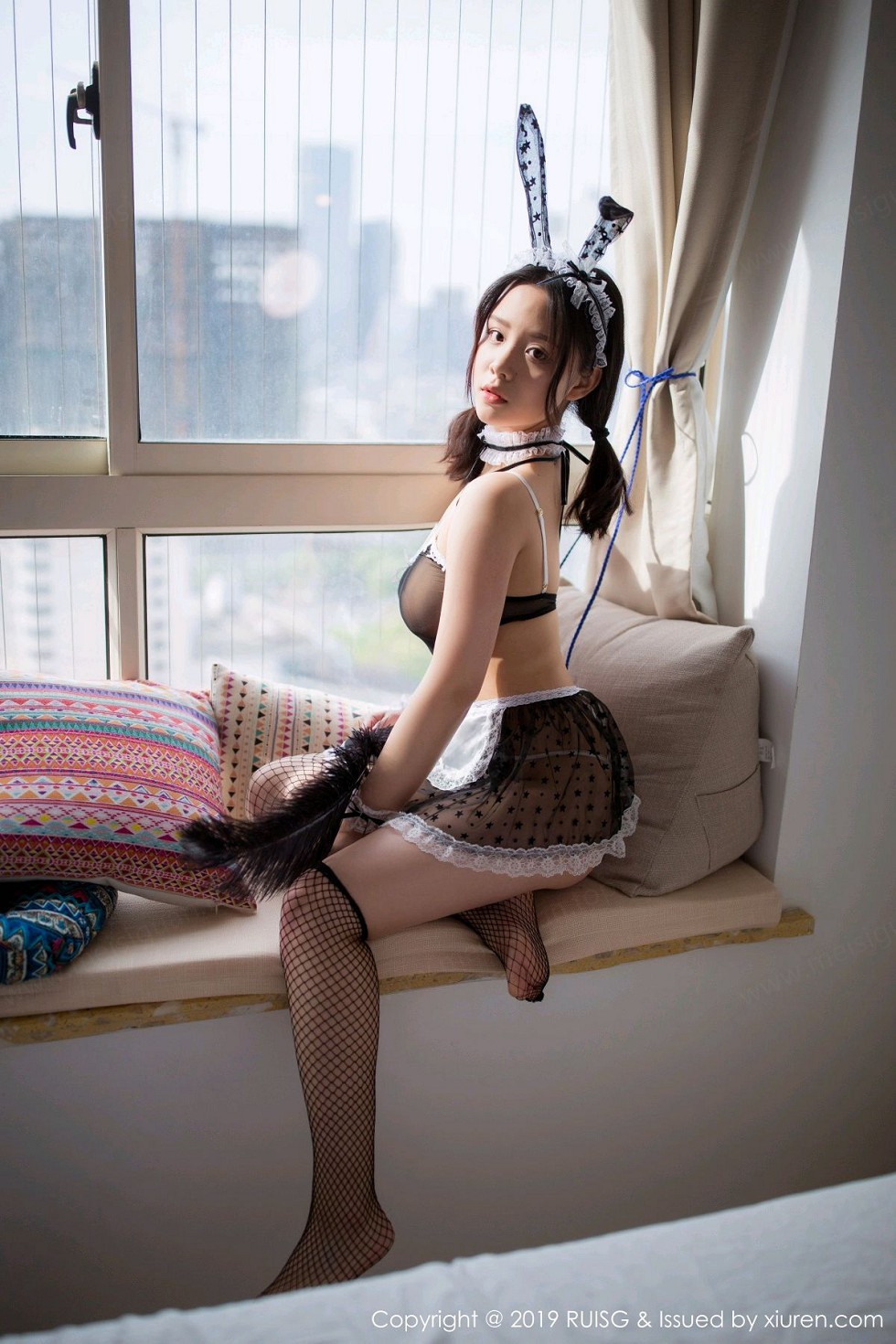 Jpxgyw.com[RUISG瑞丝馆]VOL.063_嫩模木木夕Mmx私房白色蕾丝女仆装秀完美身材性感写真40P