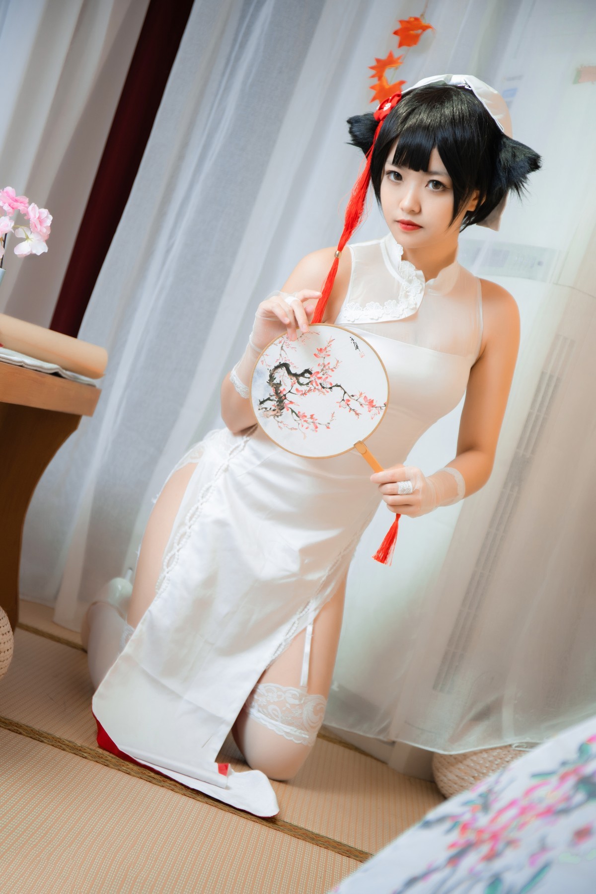 Jpxgyw.com_[喵糖映画]Vol.448_短发美少女私房高雄旗袍配白色蕾丝吊袜秀翘臀美腿诱惑写真34P