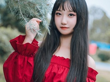 Vol.453_秀发美少女户外公园性感红色连身裙配黑色丝袜裤袜迷人骚扰写真30P