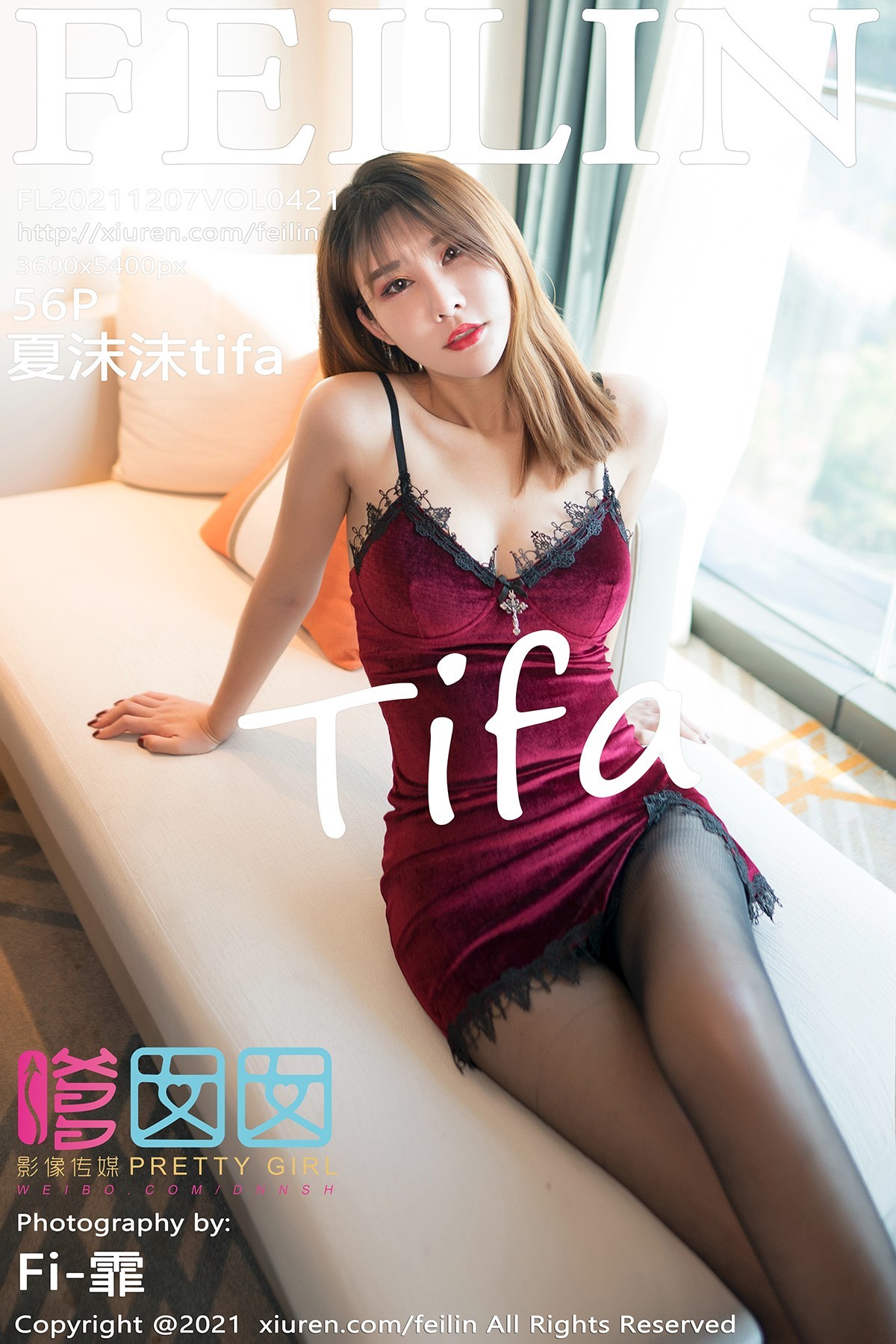Jpxgyw.com_[FeiLin嗲囡囡]VOL.326_模特夏沫沫tifa私房暗红色吊裙配黑丝裤袜秀完美身材诱惑写真56P