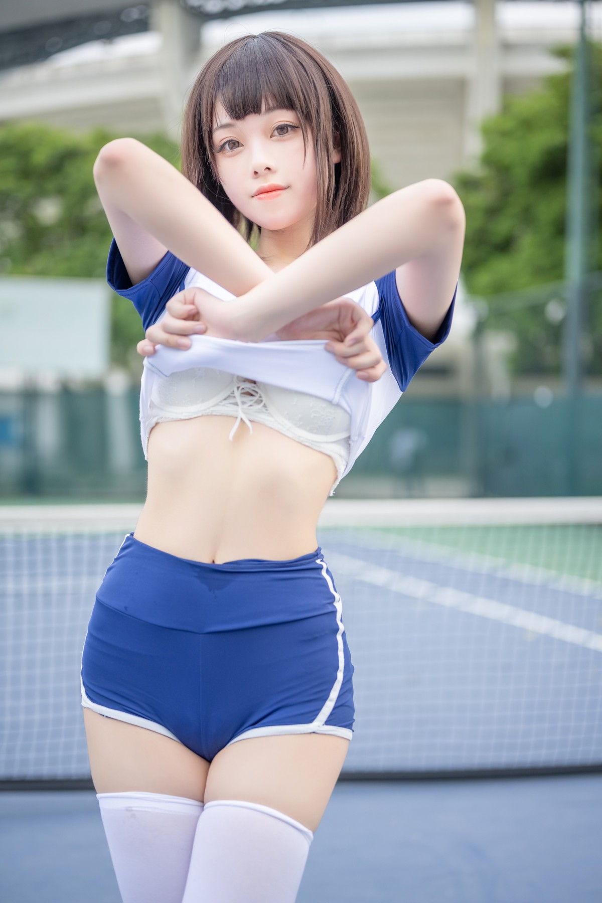 xgyw.top_萌系小姐姐蜜汁猫裘体操服主题性感紧身运动装配白丝袜秀丰满身材迷人诱惑写真50P