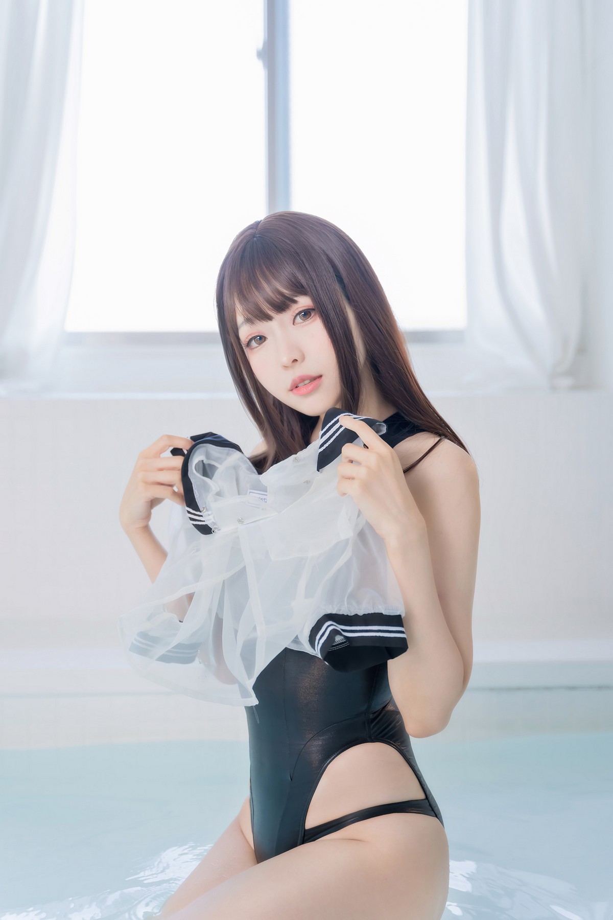 xgyw.top_台湾妹子Ely竞泳水手服主题泳池性感黑色连体泳装秀完美身材迷人诱惑写真73P
