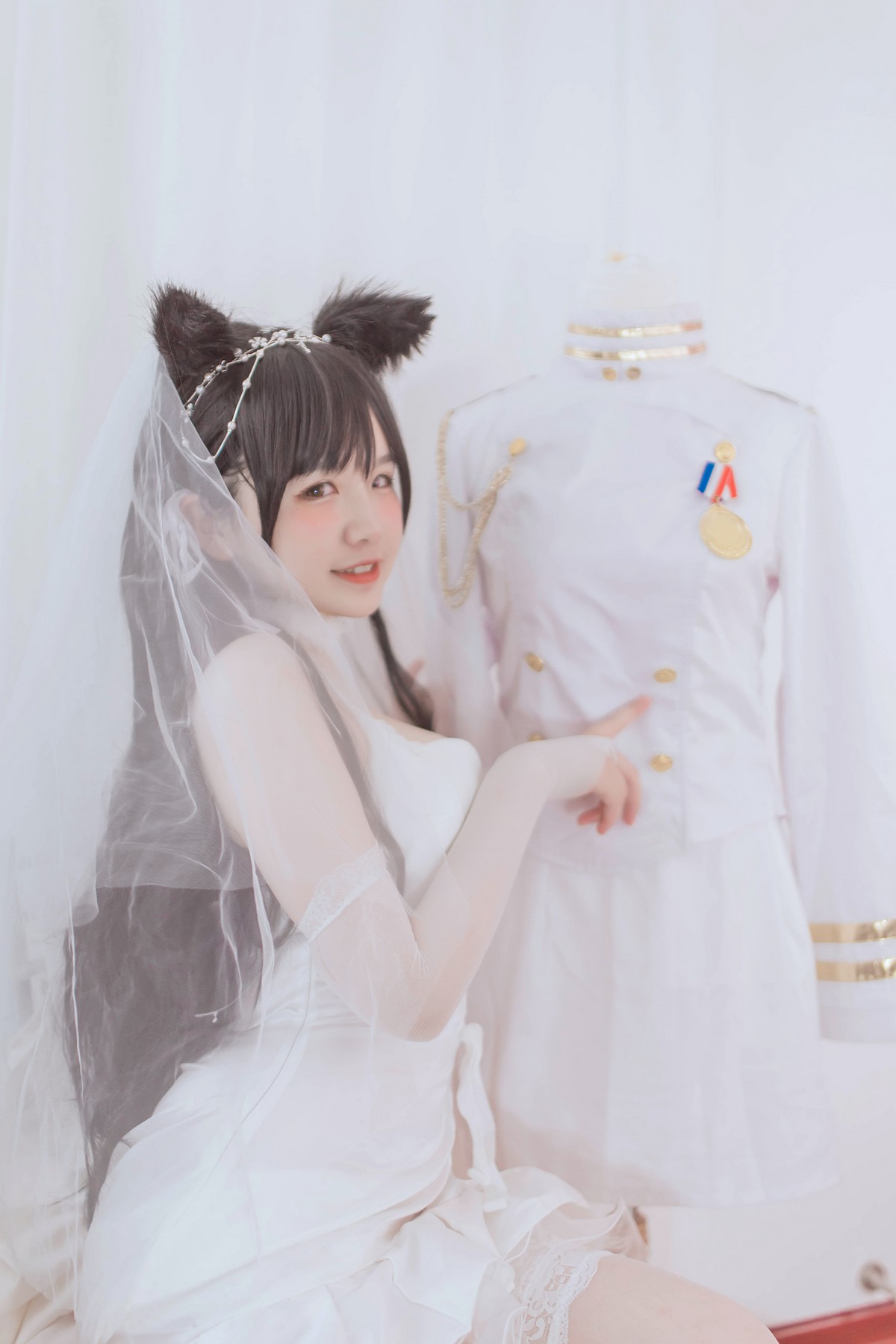 xgyw.top_B站主播阿半今天很开心爱宕婚纱主题性感白色婚纱配蕾丝吊袜秀丰满身材诱惑写真36P