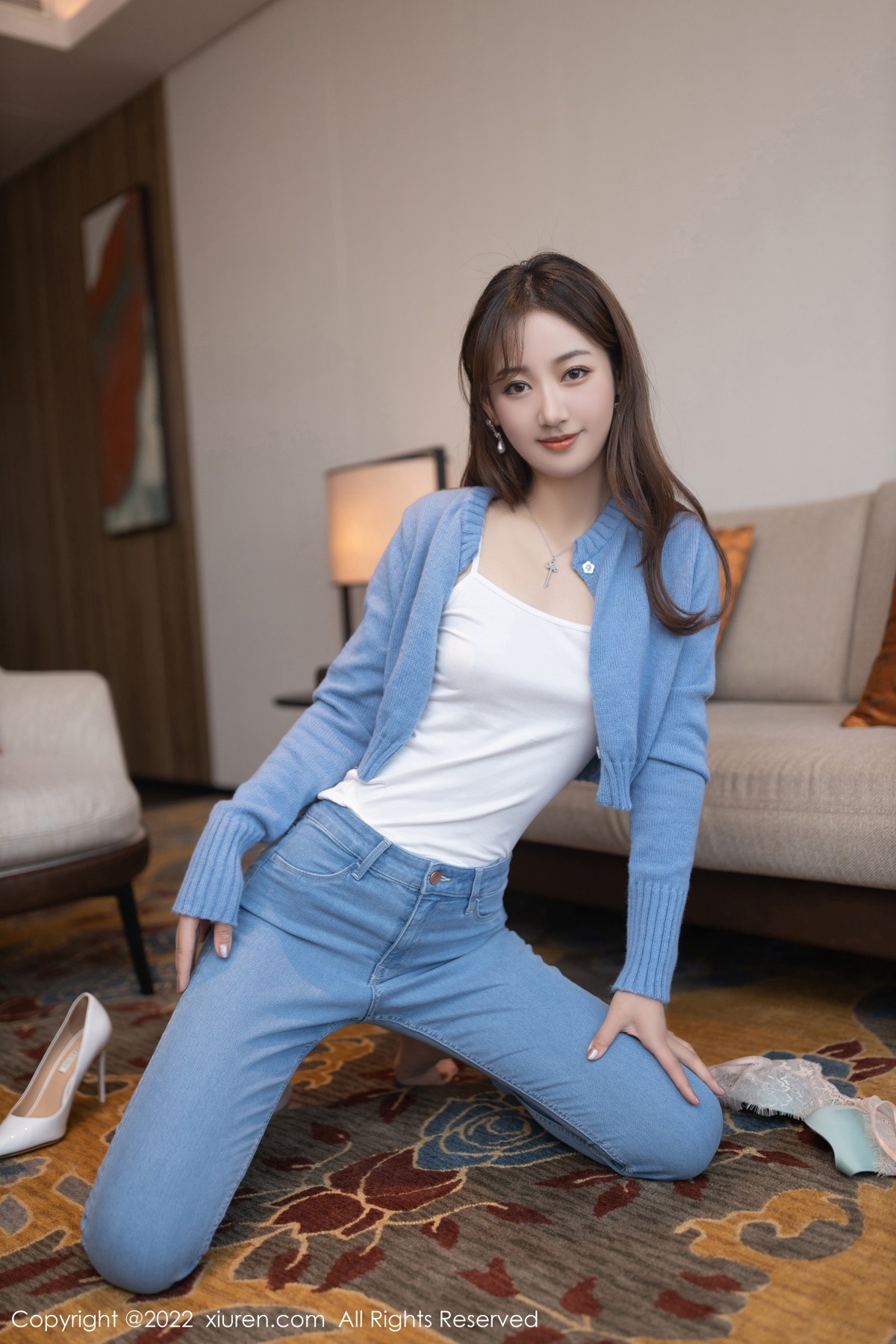 xgyw.top_XiuRen第4582期_模特唐安琪小学妹角色扮演轻透白色上衣配牛仔裤性感迷人写真73P