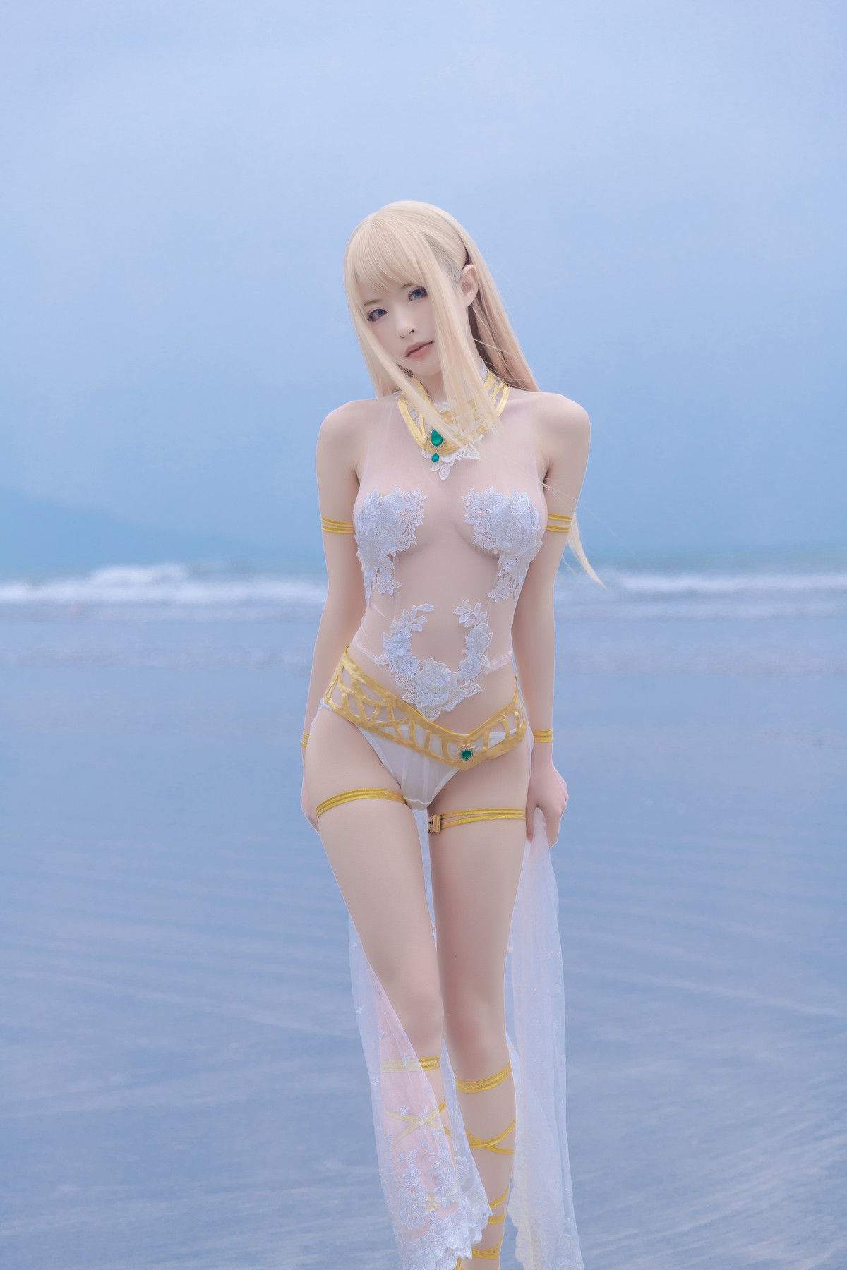 xgyw.top_性感尤物清水由乃玛丽萝丝白色泳衣主题户外海边礁石上性感薄透泳衣诱惑写真33P