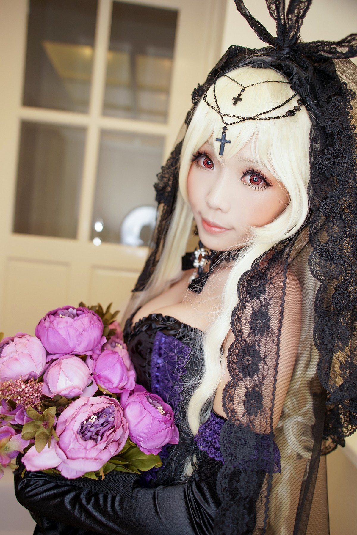 xgyw.top_Coser妹子Ely_eee(ElyEE子)修女假面主题黑色低胸服饰配蕾丝吊袜秀美腿诱惑写真45P
