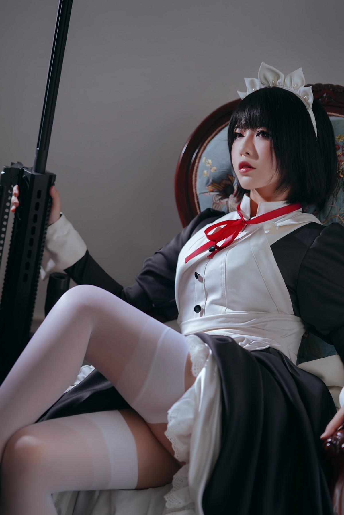 xgyw.top_网络美女半半子黑白女仆装主题私房半撩女仆装露白丝吊袜秀翘臀美腿诱惑写真60P