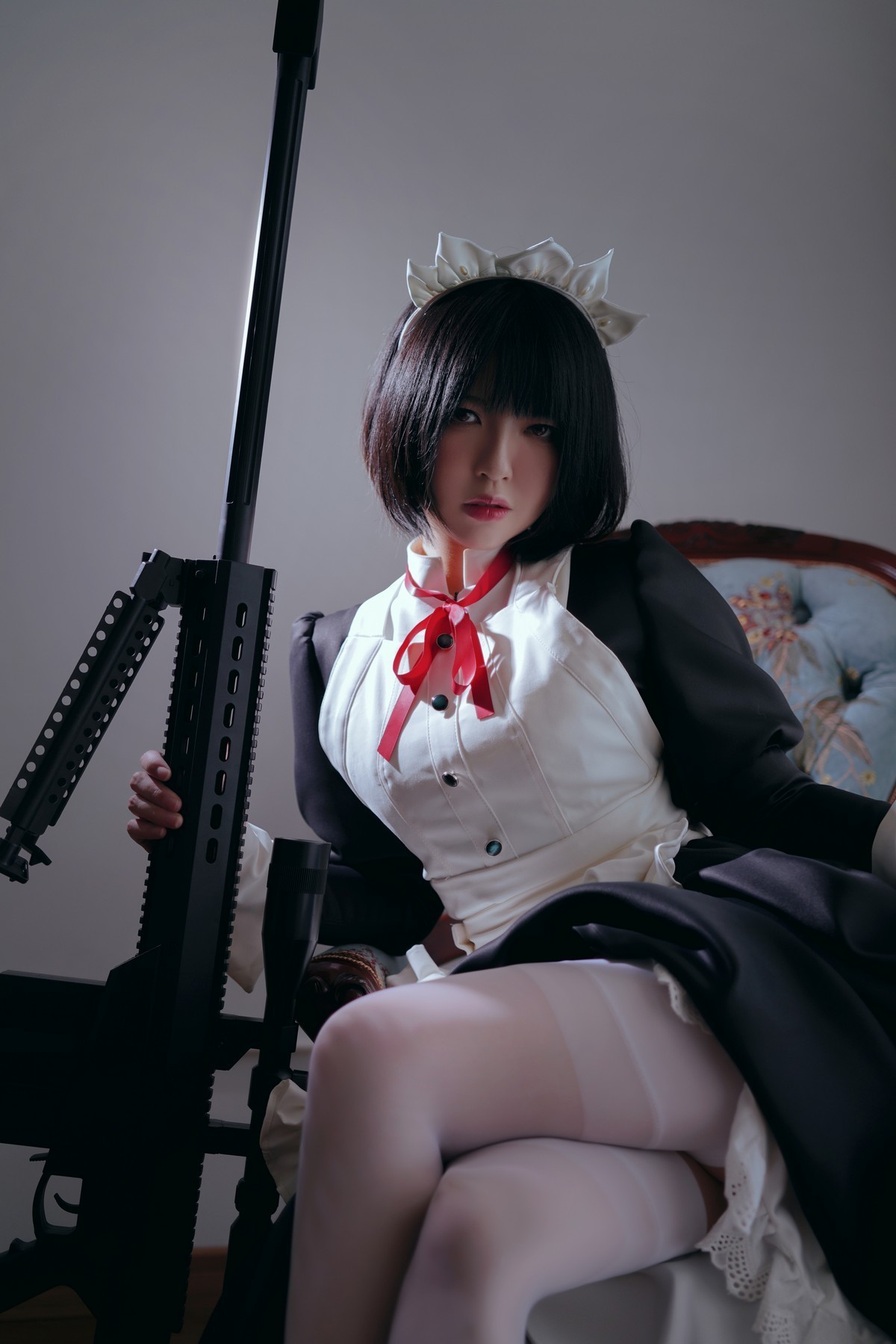 xgyw.top_网络美女半半子黑白女仆装主题私房半撩女仆装露白丝吊袜秀翘臀美腿诱惑写真60P