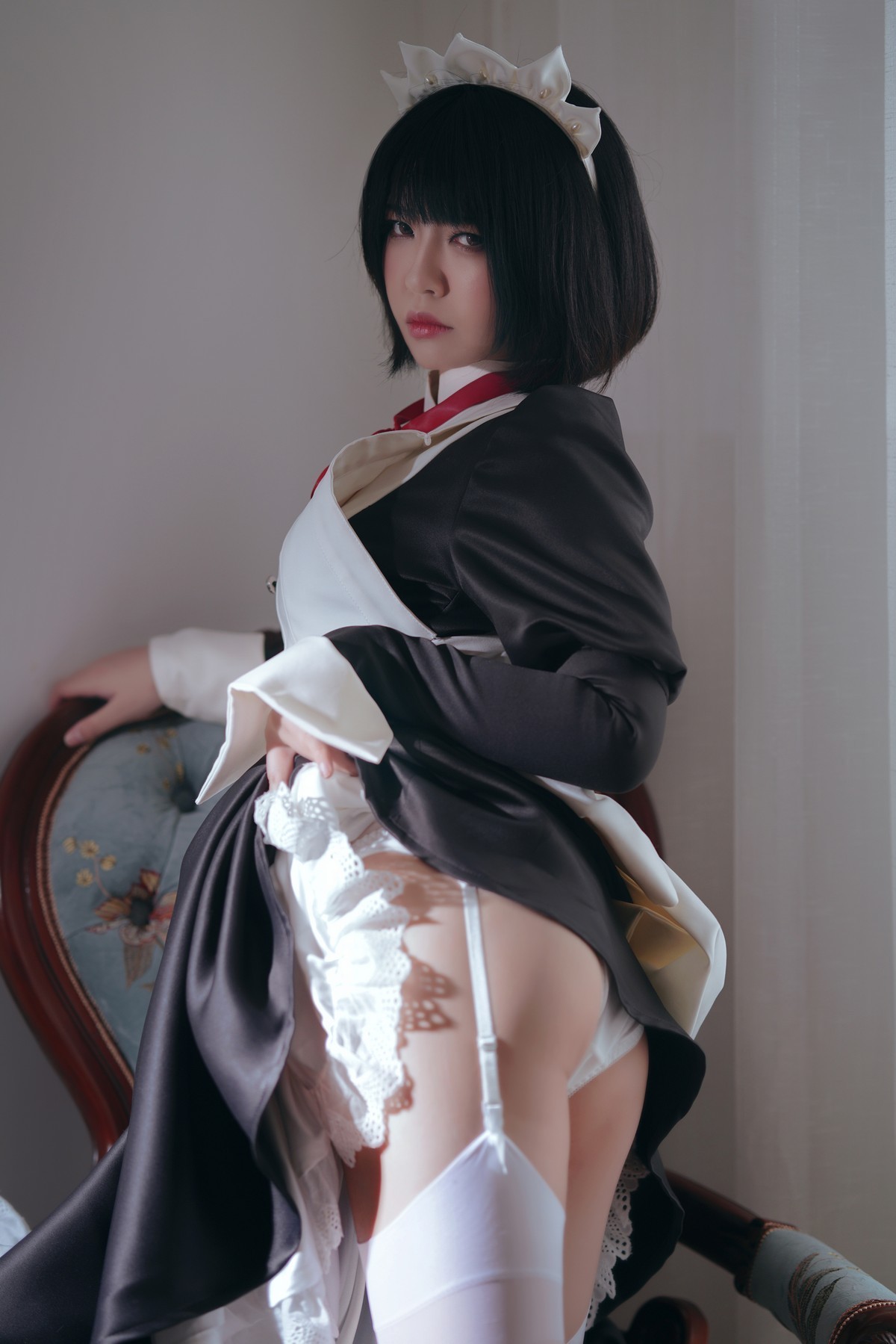 xgyw.top_网络美女半半子黑白女仆装主题私房半撩女仆装露白丝吊袜秀翘臀美腿诱惑写真60P