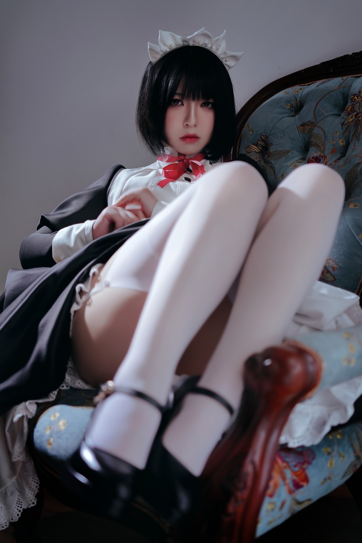 xgyw.top_网络美女半半子黑白女仆装主题私房半撩女仆装露白丝吊袜秀翘臀美腿诱惑写真60P