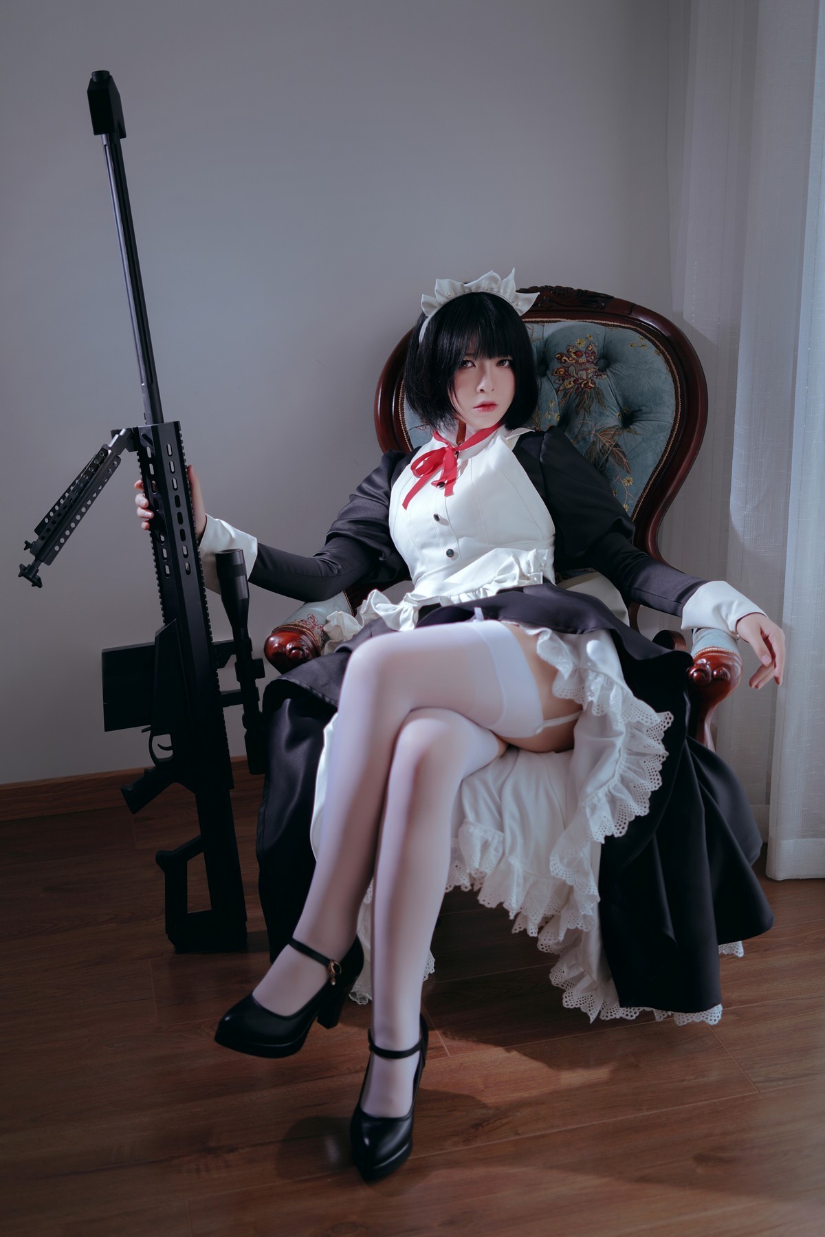 xgyw.top_网络美女半半子黑白女仆装主题私房半撩女仆装露白丝吊袜秀翘臀美腿诱惑写真60P