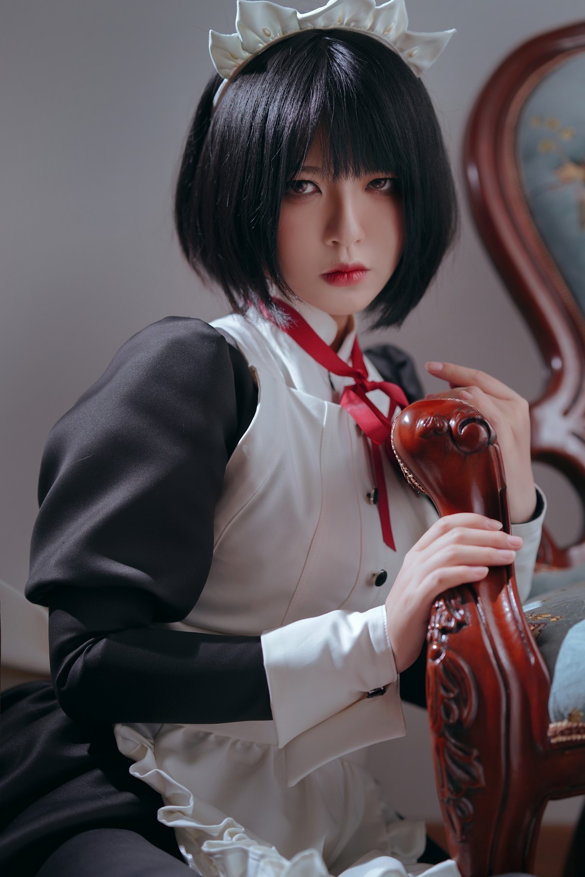 xgyw.top_网络美女半半子黑白女仆装主题私房半撩女仆装露白丝吊袜秀翘臀美腿诱惑写真60P