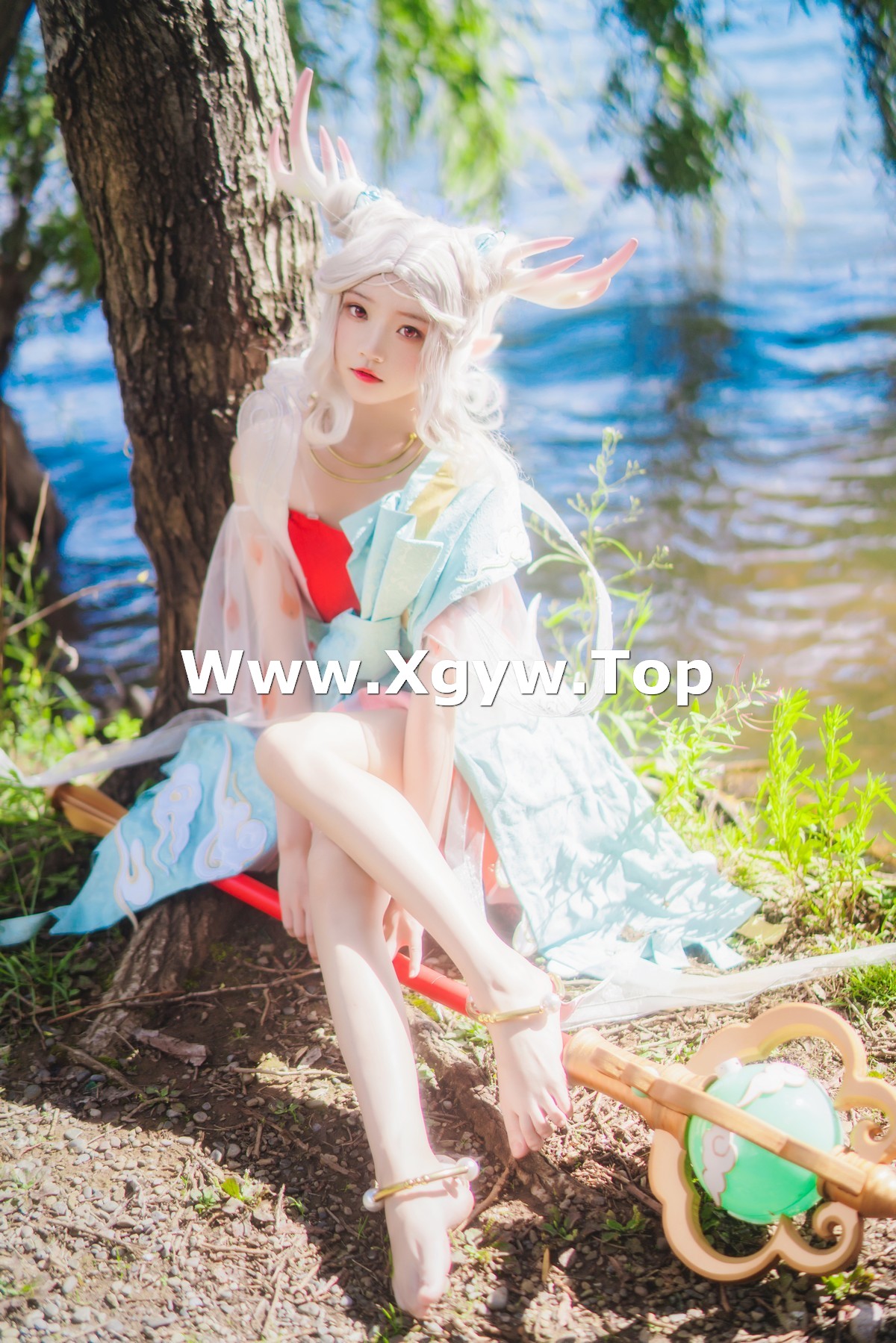xgyw.top_网络美女桜桃喵小鹿主题户外精灵小鹿装扮性感粉红短裙秀美腿迷人写真37P
