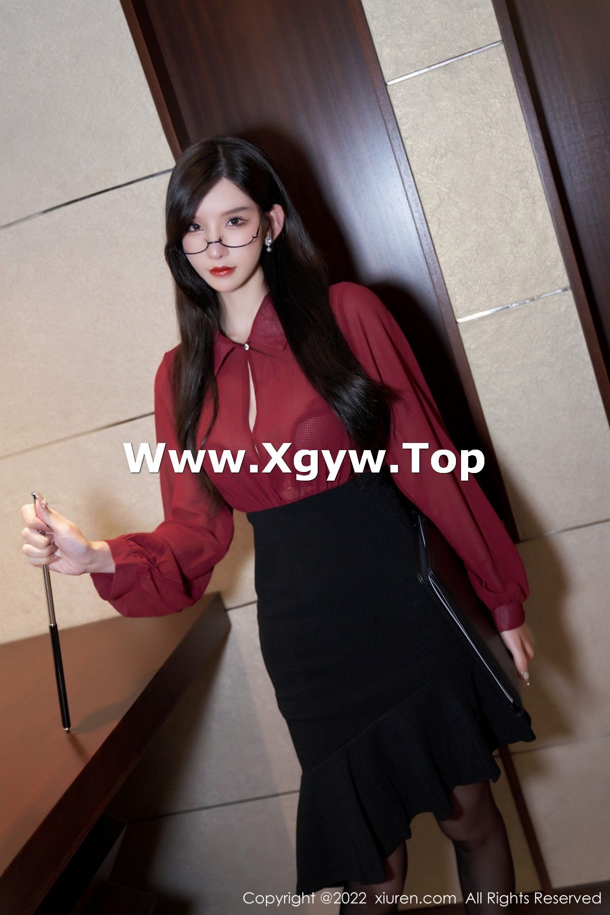 xgyw.top_XiuRen第4659期_女神周于希Sally红色轻透上衣配黑短裙露蕾丝内衣极致魅惑写真69P