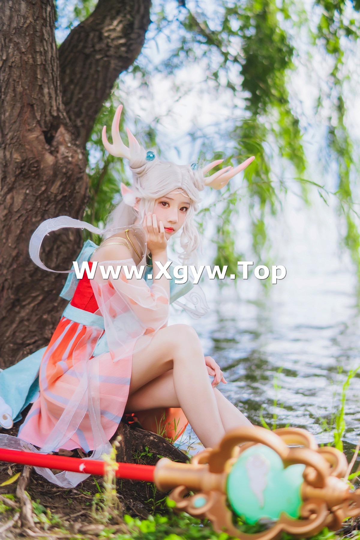 xgyw.top_网络美女桜桃喵小鹿主题户外精灵小鹿装扮性感粉红短裙秀美腿迷人写真37P
