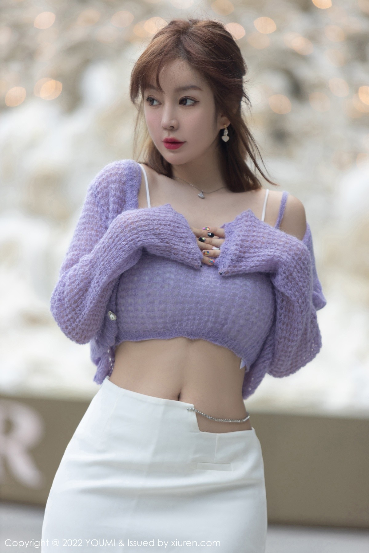 xgyw.top_[YouMi尤蜜荟]Vol.760_女神王雨纯三亚旅拍紫色缕空毛衣配白短裙秀丰满身材诱惑写真74P