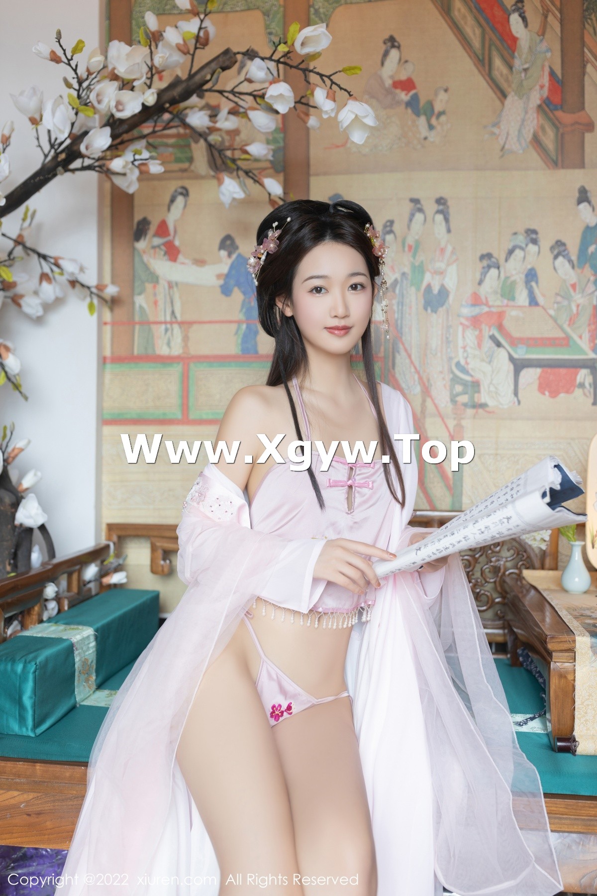 xgyw.top_XiuRen第4749期_模特唐安琪珠三角旅拍古装拍摄粉色性感肚兜秀完美身材诱惑写真75P
