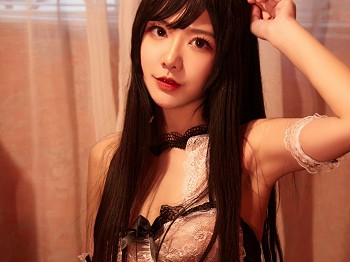 网络青春美女源纱希喵喵喵复古棚子主题兔女郎装扮白色蕾丝内衣配黑色丝袜吊袜骚扰写真31P