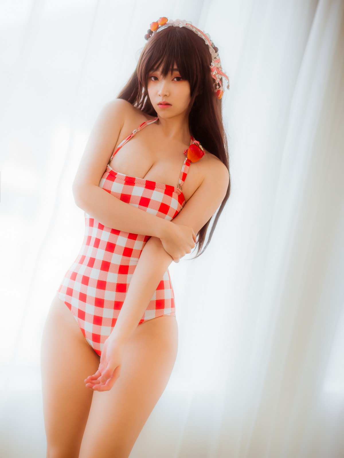 xgyw.top_韩国美女Bambi格子半身裙主题私房性感红色格子服饰秀丰满身材迷人诱惑写真61P