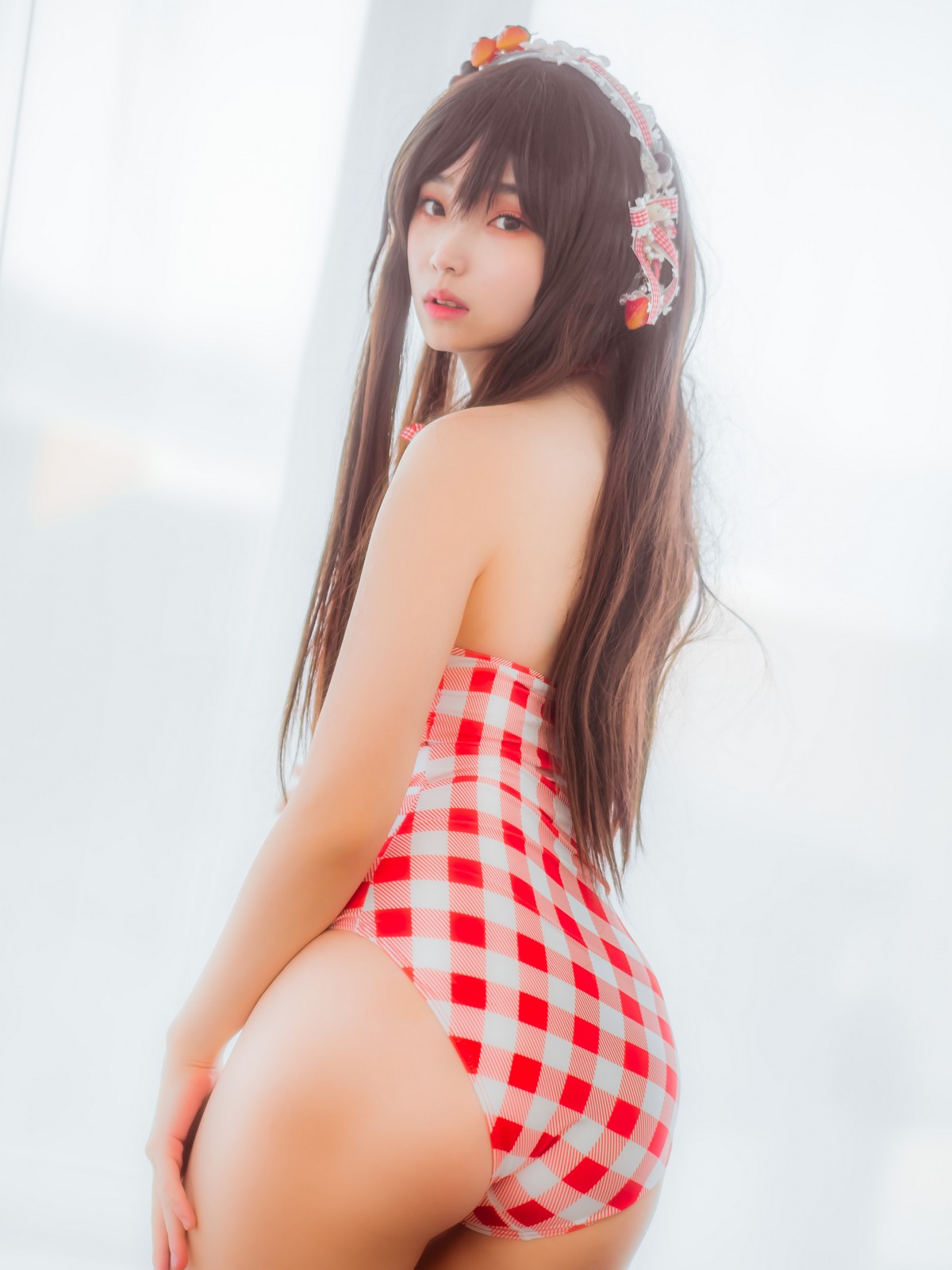 xgyw.top_韩国美女Bambi格子半身裙主题私房性感红色格子服饰秀丰满身材迷人诱惑写真61P