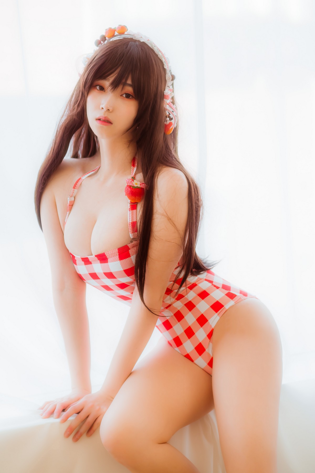 xgyw.top_韩国美女Bambi格子半身裙主题私房性感红色格子服饰秀丰满身材迷人诱惑写真61P