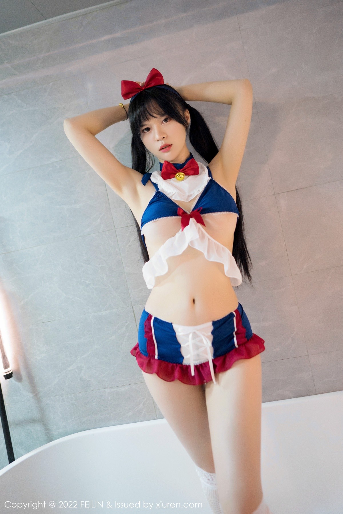 xgyw.top_[FeiLin嗲囡囡]VOL.345_模特桃香子白色短T配黑短裙 性感女仆装秀完美身材诱惑写真57P