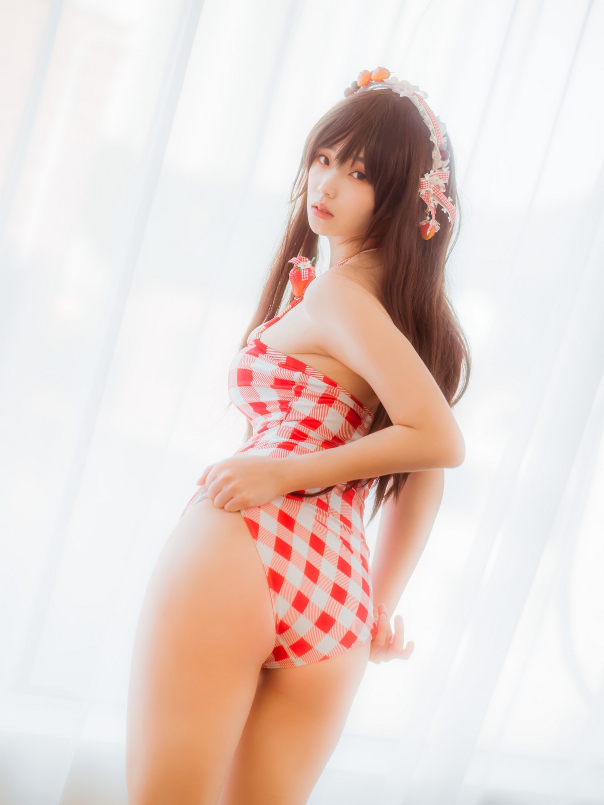 xgyw.top_韩国美女Bambi格子半身裙主题私房性感红色格子服饰秀丰满身材迷人诱惑写真61P
