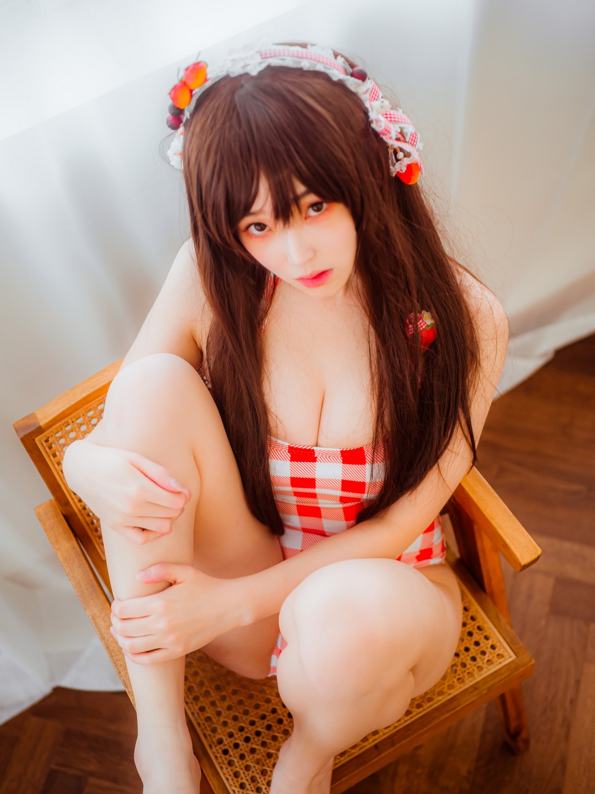 xgyw.top_韩国美女Bambi格子半身裙主题私房性感红色格子服饰秀丰满身材迷人诱惑写真61P