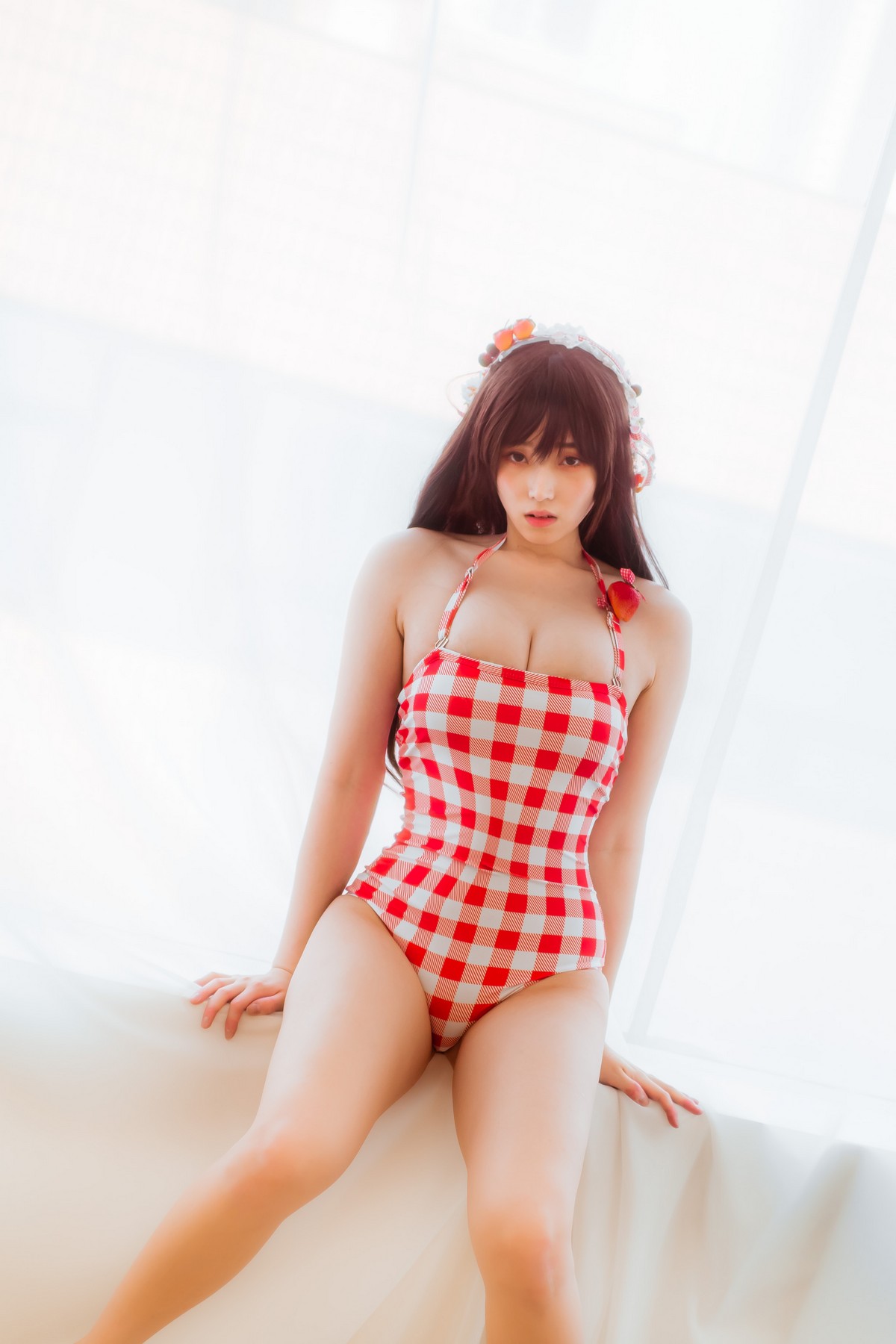 xgyw.top_韩国美女Bambi格子半身裙主题私房性感红色格子服饰秀丰满身材迷人诱惑写真61P