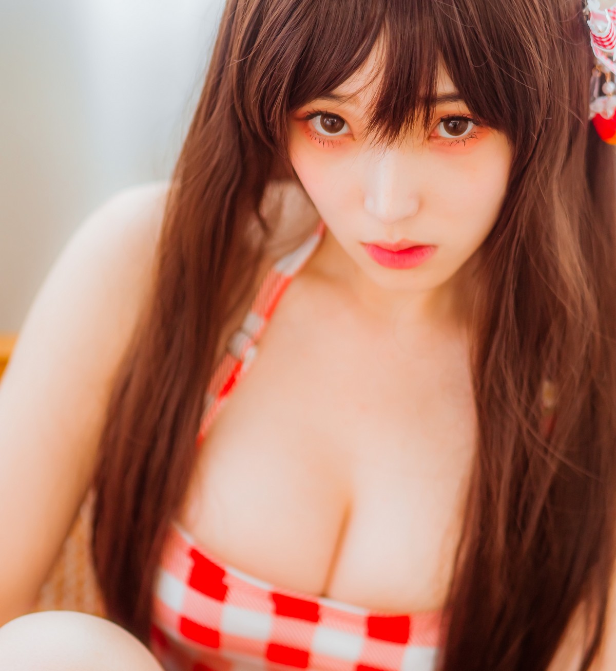 xgyw.top_韩国美女Bambi格子半身裙主题私房性感红色格子服饰秀丰满身材迷人诱惑写真61P