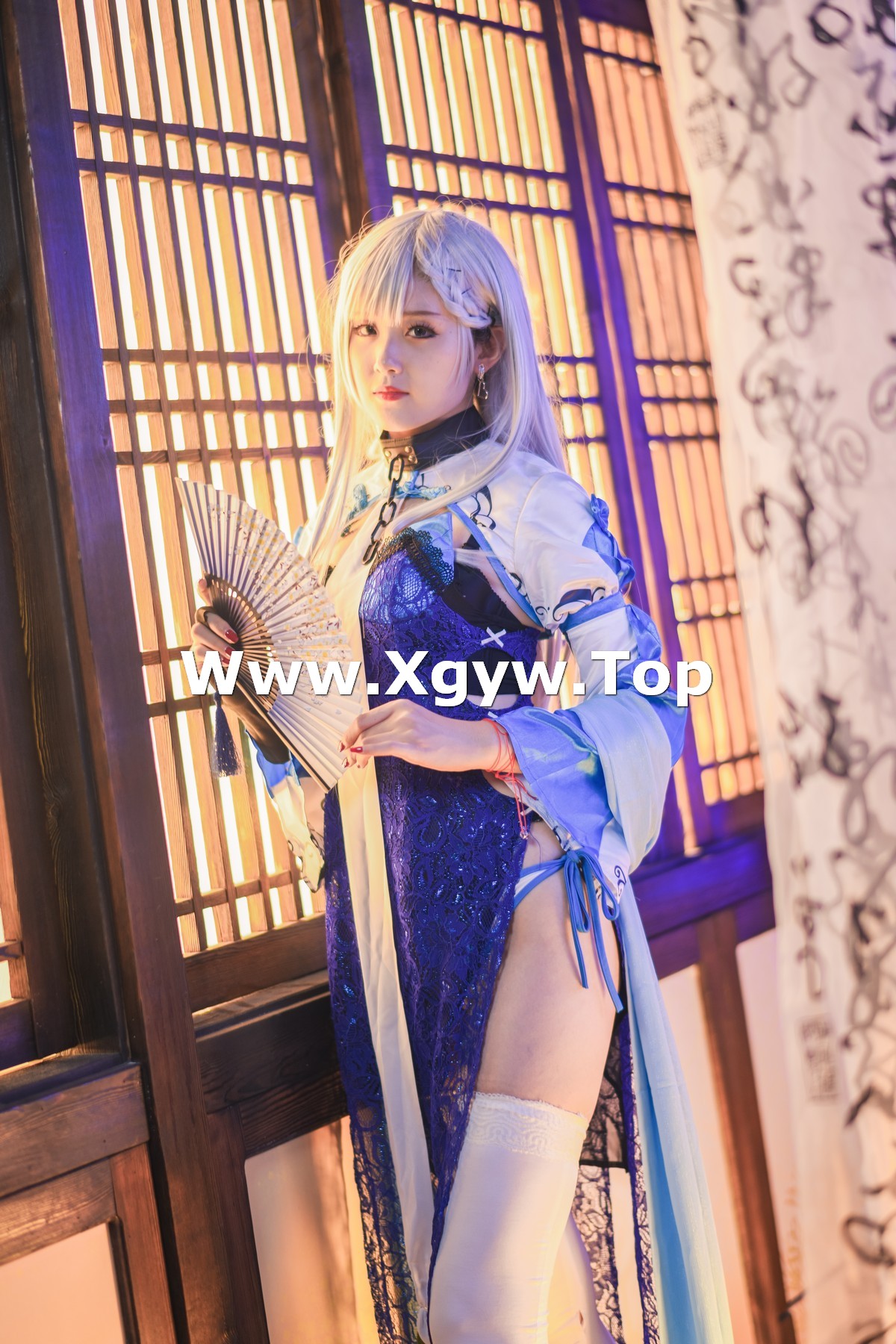 xgyw.top_Coser美女Akisoso秋楚楚贝法不知火主题性感缕空服饰配白丝袜秀美腿诱惑写真34P