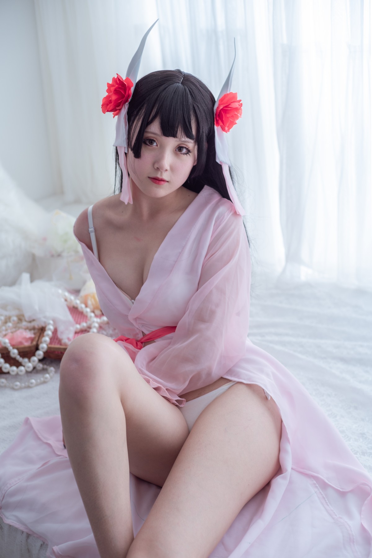 xgyw.top_Coser美女Akisoso秋楚楚天津调色主题私房性感粉色薄纱服饰秀白嫩美腿诱惑写真38P