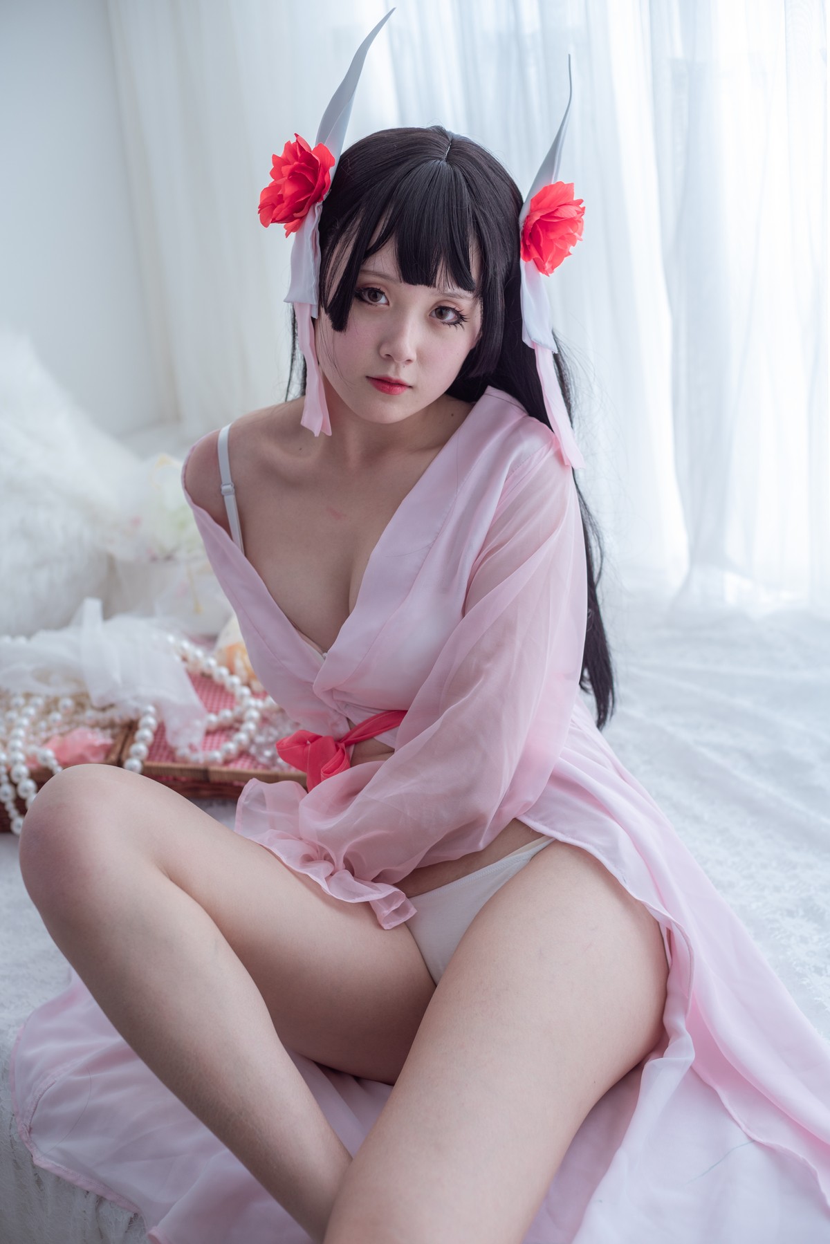 xgyw.top_Coser美女Akisoso秋楚楚天津调色主题私房性感粉色薄纱服饰秀白嫩美腿诱惑写真38P