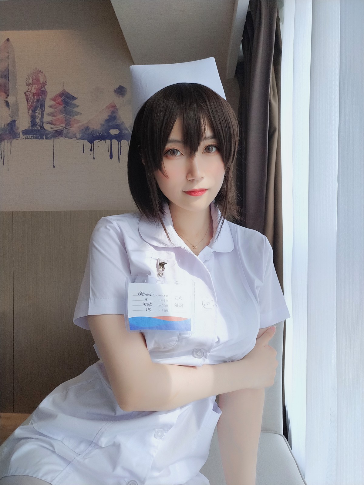 xgyw.top_Coser小姐姐白银81短发小护士主题私房性感黑色内衣配白丝裤袜迷人诱惑写真37P
