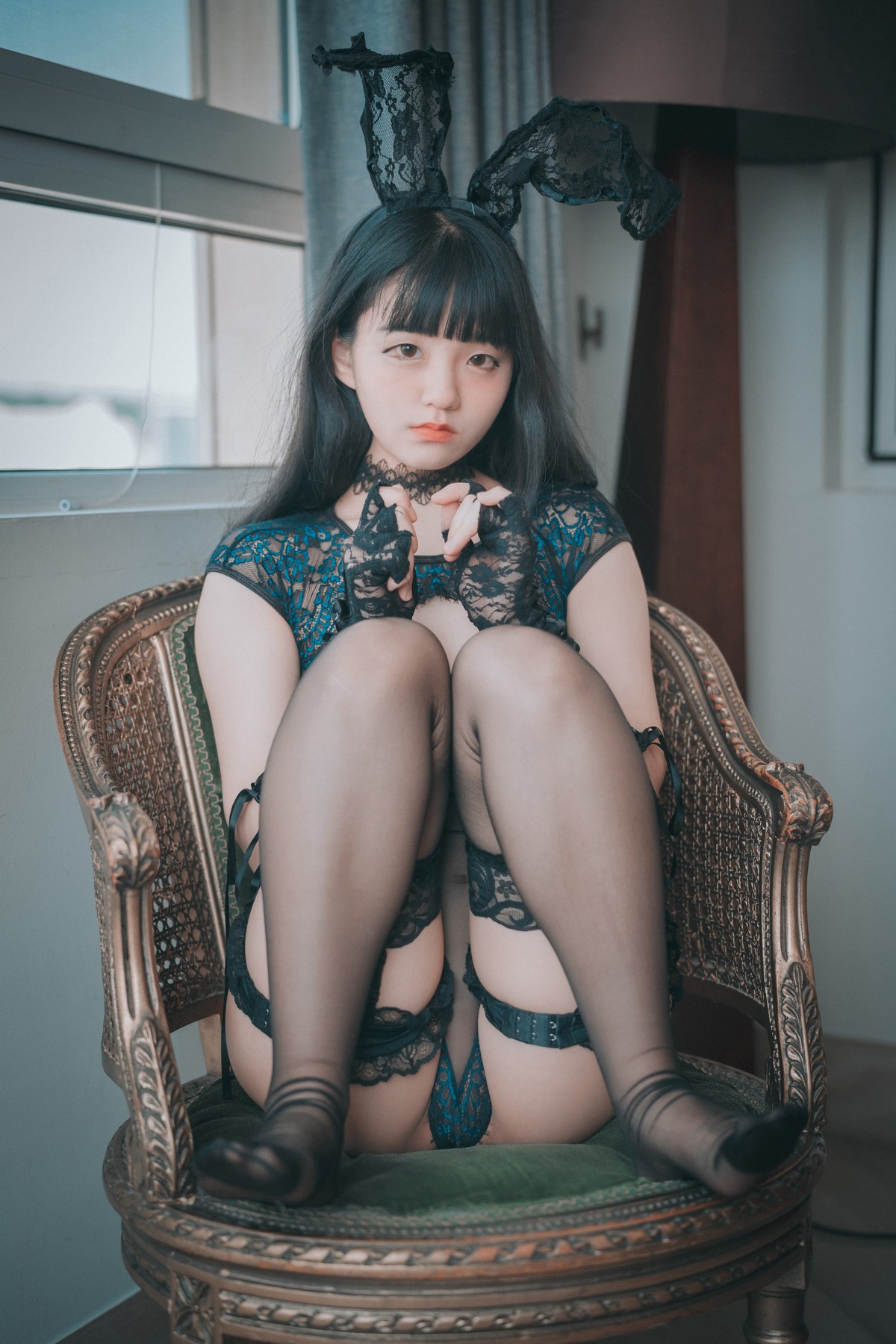 xgyw.top_[DJAWA]No.006_韩国美女Jenny_Empress of Bunny主题孔雀绿情趣内衣撩人诱惑写真65P