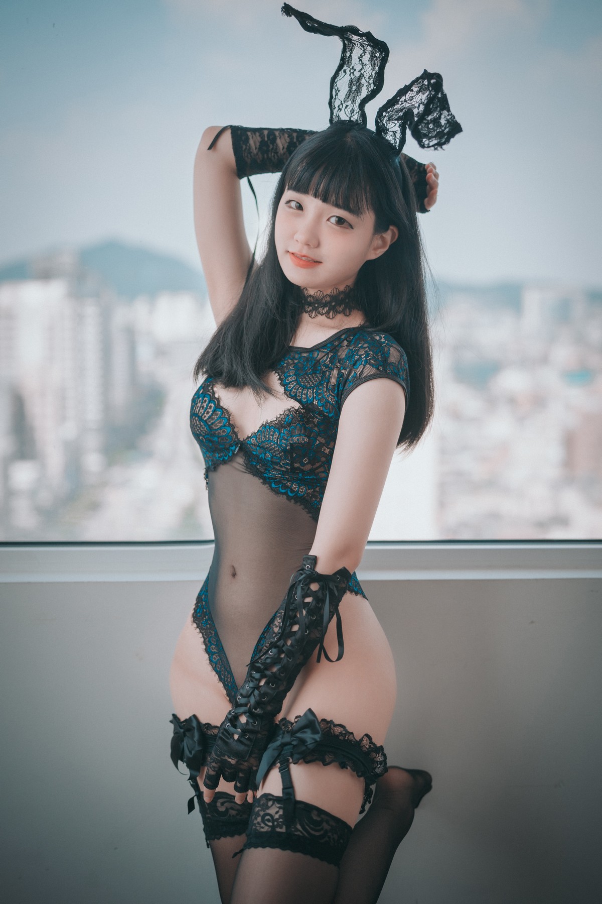 xgyw.top_[DJAWA]No.006_韩国美女Jenny_Empress of Bunny主题孔雀绿情趣内衣撩人诱惑写真65P