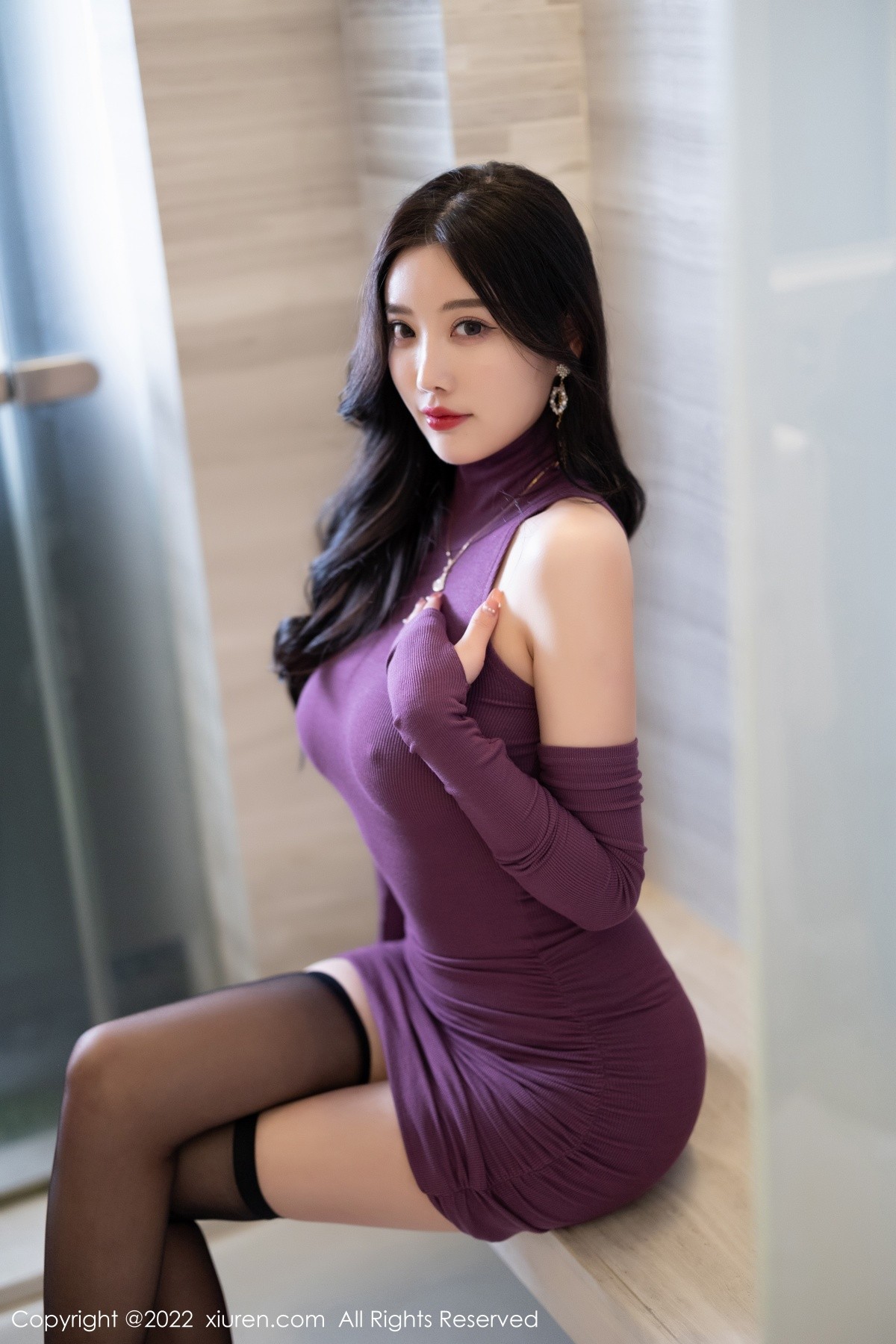 xgyw.top_XiuRen第4989期_女神杨晨晨Yome私房浴室紫色连衣短裙真空秀完美身材诱惑写真87P