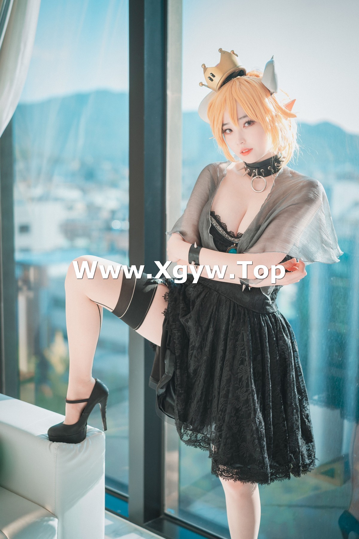xgyw.top_[DJAWA]No.040_模特BamBi_Bowsette主题私房半脱露性感黑色三点式内衣诱惑写真51P