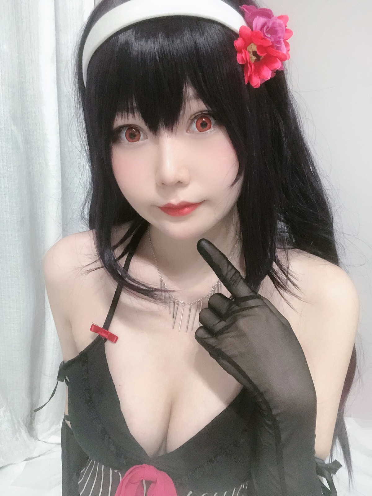 xgyw.top_网红美女香草喵露露诗羽学姐睡衣主题私房黑色低胸吊带睡衣配黑丝袜诱惑写真45P