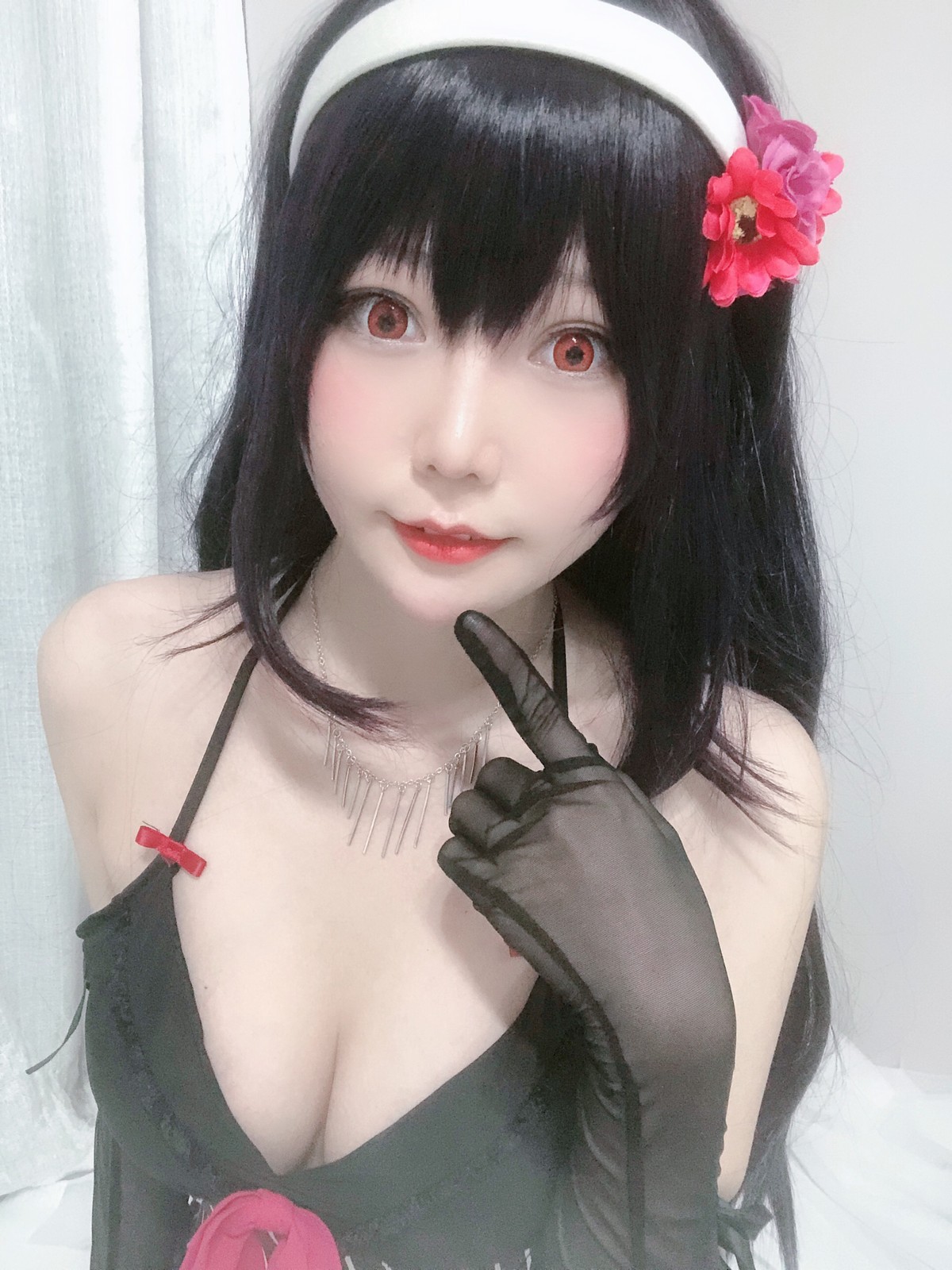 xgyw.top_网红美女香草喵露露诗羽学姐睡衣主题私房黑色低胸吊带睡衣配黑丝袜诱惑写真45P