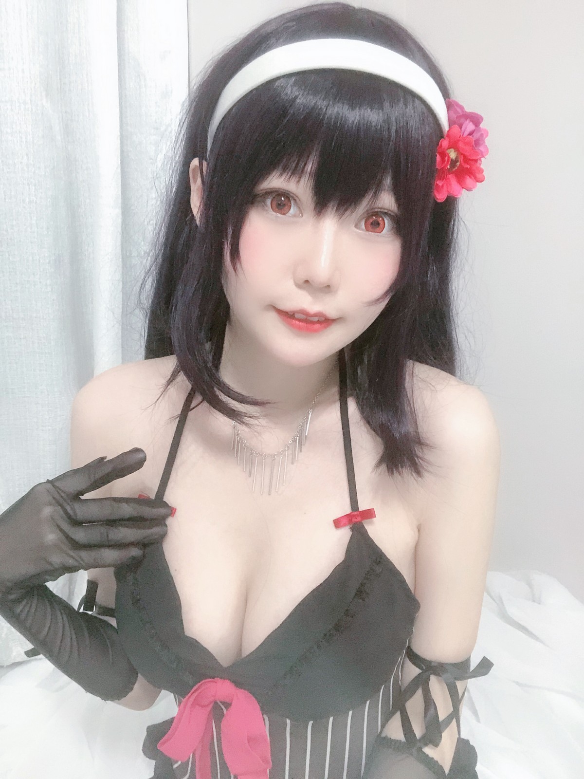 xgyw.top_网红美女香草喵露露诗羽学姐睡衣主题私房黑色低胸吊带睡衣配黑丝袜诱惑写真45P