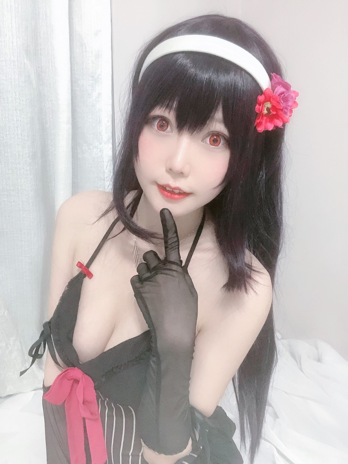 xgyw.top_网红美女香草喵露露诗羽学姐睡衣主题私房黑色低胸吊带睡衣配黑丝袜诱惑写真45P
