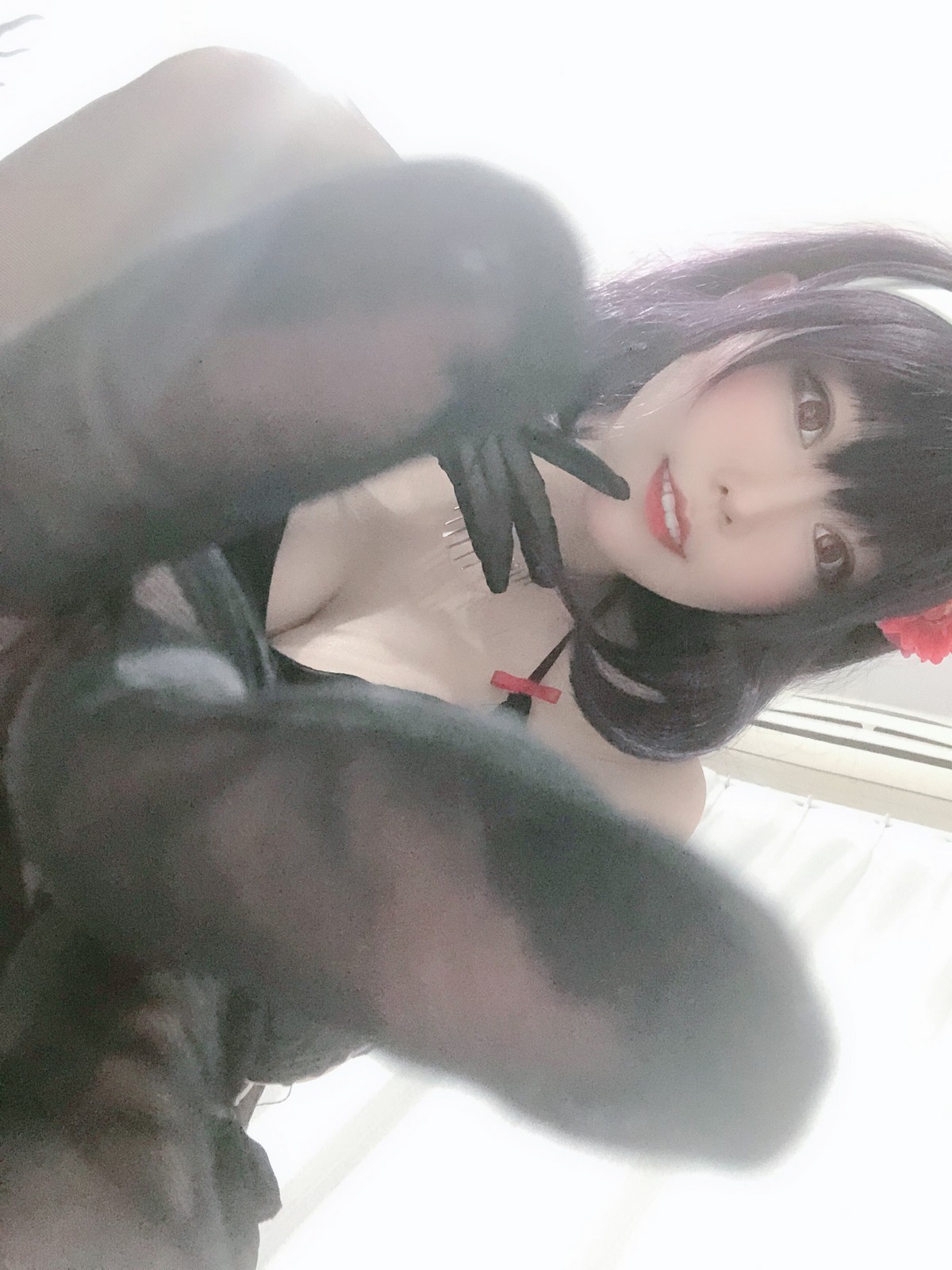 xgyw.top_网红美女香草喵露露诗羽学姐睡衣主题私房黑色低胸吊带睡衣配黑丝袜诱惑写真45P