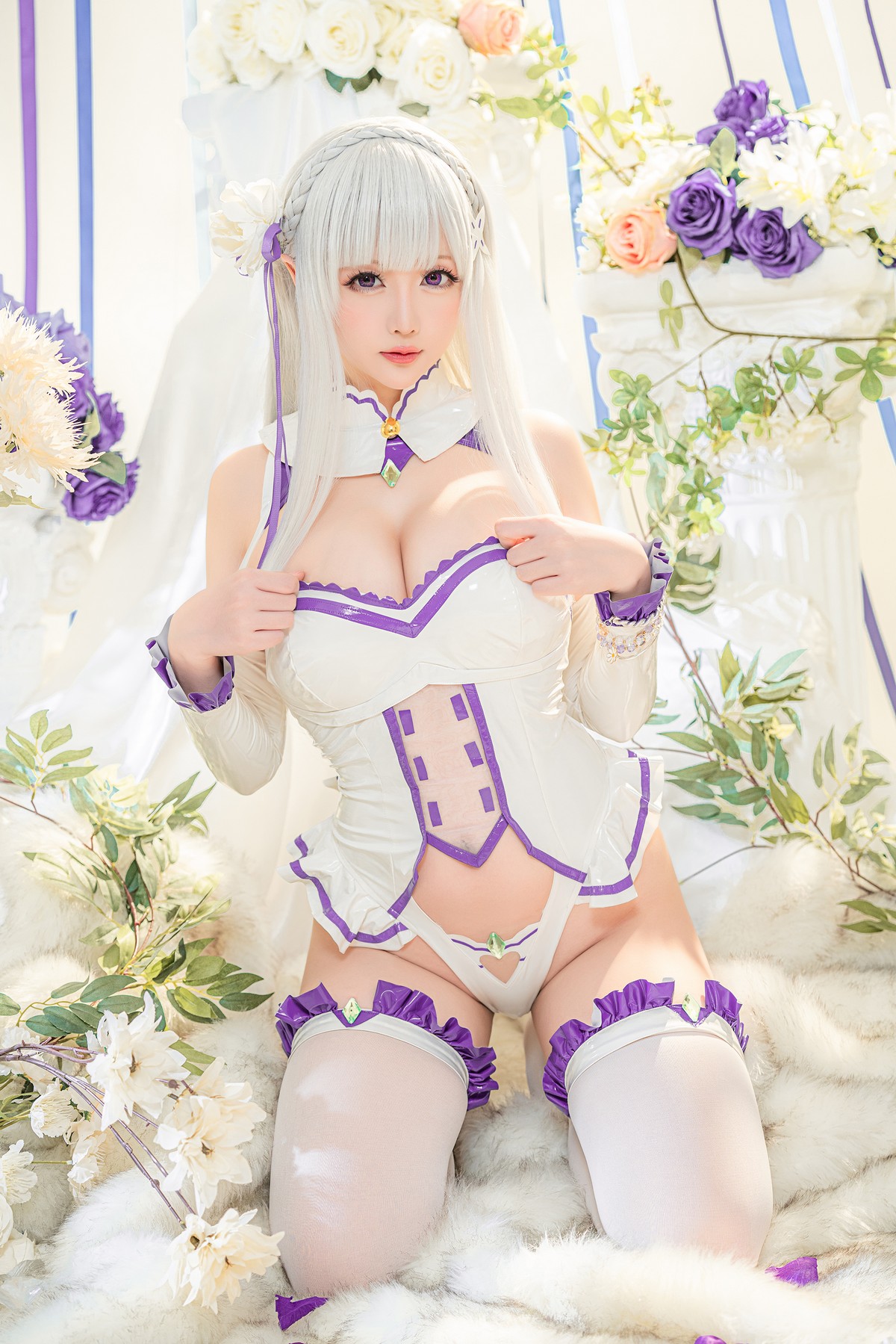 xgyw.top_Coser小姐姐星之迟迟爱蜜莉雅主题私房性感低胸连体衣配白丝袜完美诱惑写真97P
