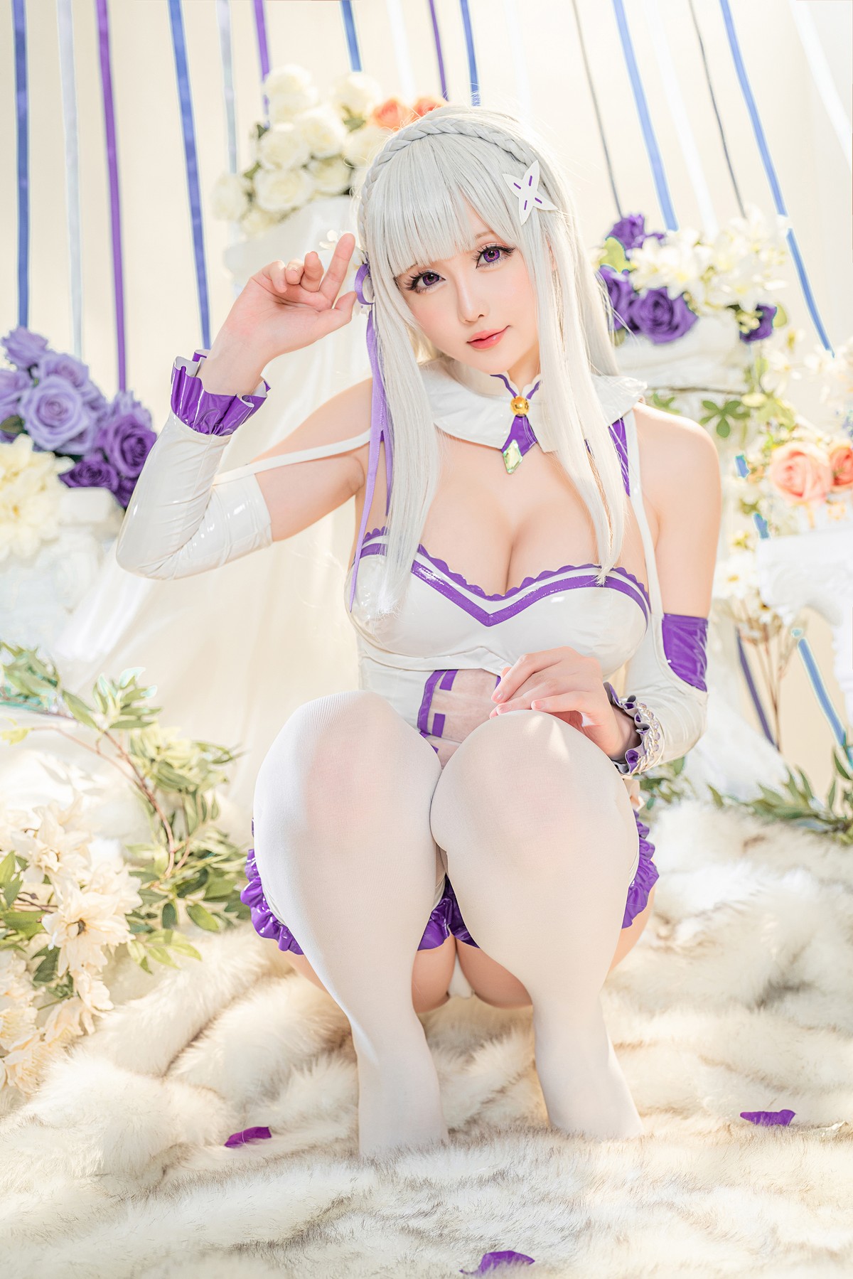 xgyw.top_Coser小姐姐星之迟迟爱蜜莉雅主题私房性感低胸连体衣配白丝袜完美诱惑写真97P
