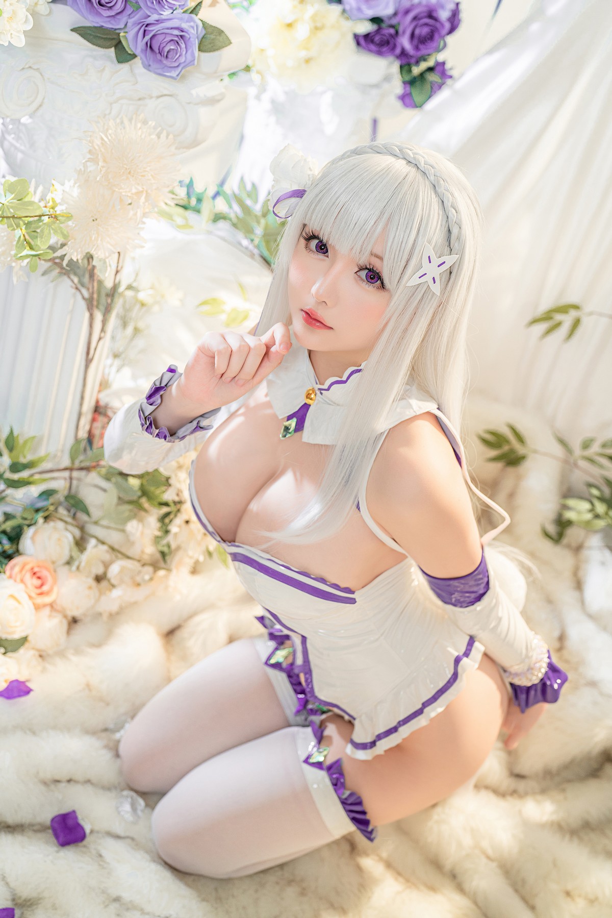xgyw.top_Coser小姐姐星之迟迟爱蜜莉雅主题私房性感低胸连体衣配白丝袜完美诱惑写真97P
