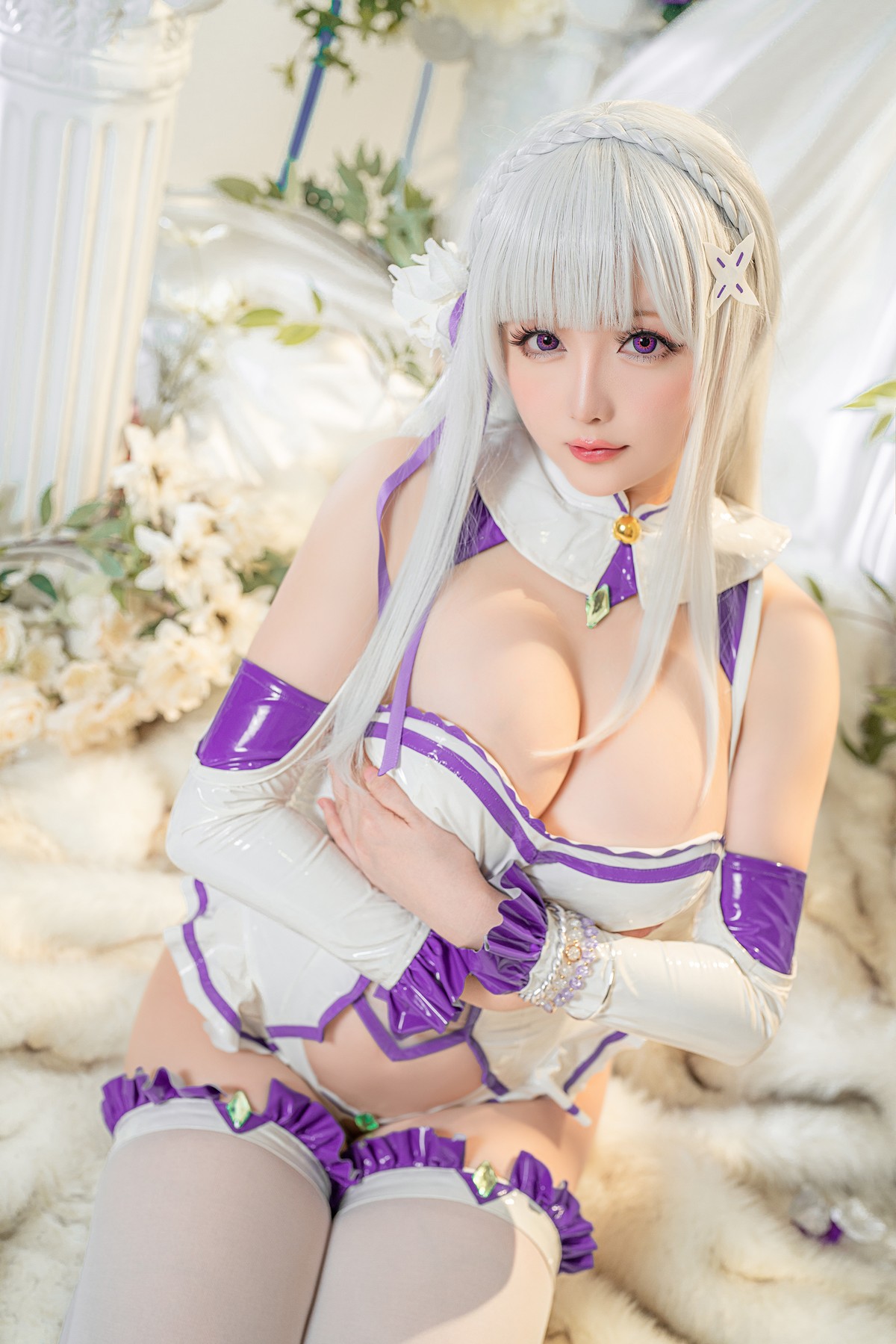 xgyw.top_Coser小姐姐星之迟迟爱蜜莉雅主题私房性感低胸连体衣配白丝袜完美诱惑写真97P