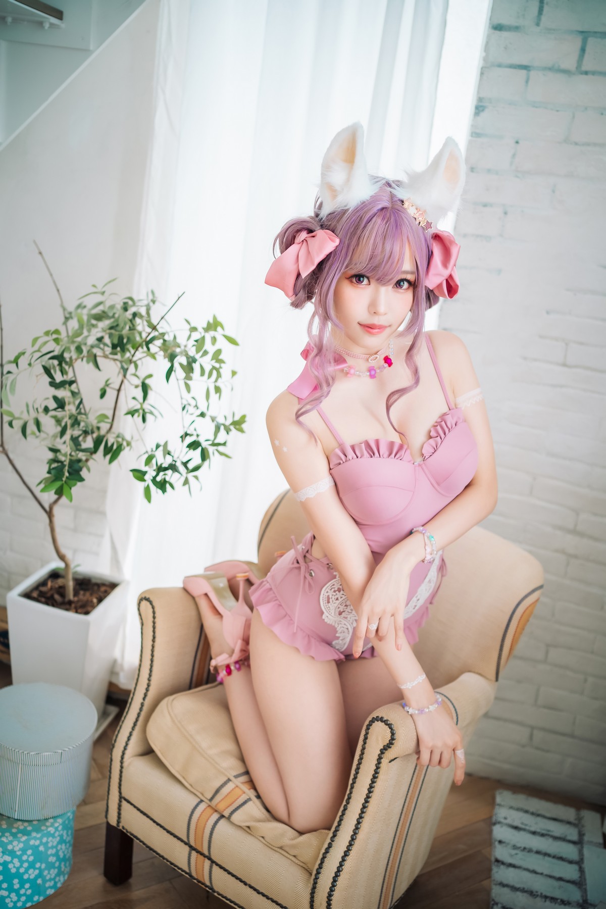 xgyw.top_Coser妹子Ely_eee-Original Swimsuit主题性感粉红连体衣 黑色内衣完美诱惑写真114P