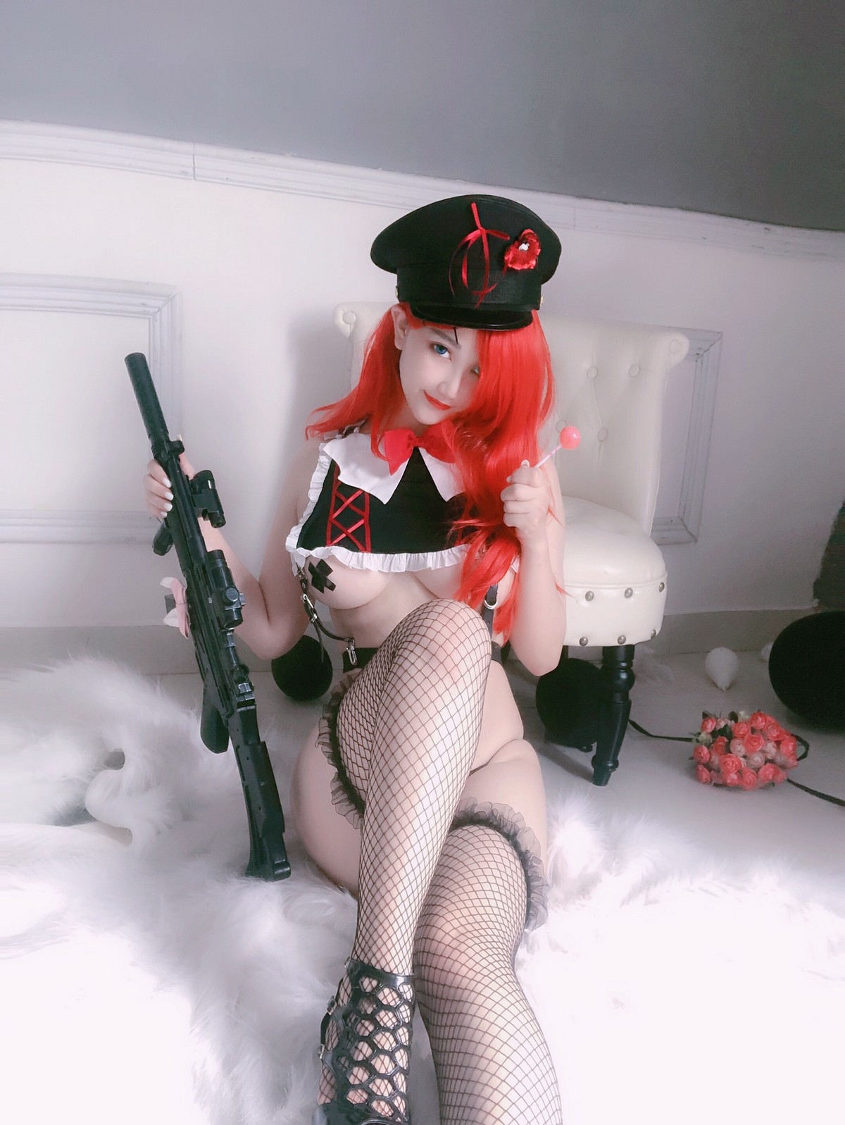 xgyw.top_网络美女橙橙yo红发美女战士主题私房性感黑色内衣露豪乳遮点极致诱惑写真52P